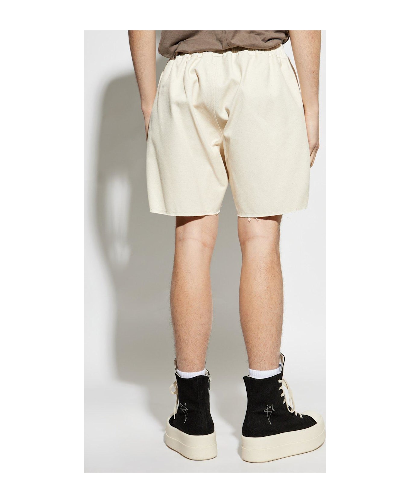 Rick Owens Frayed-edge Drawstring Shorts - Beige
