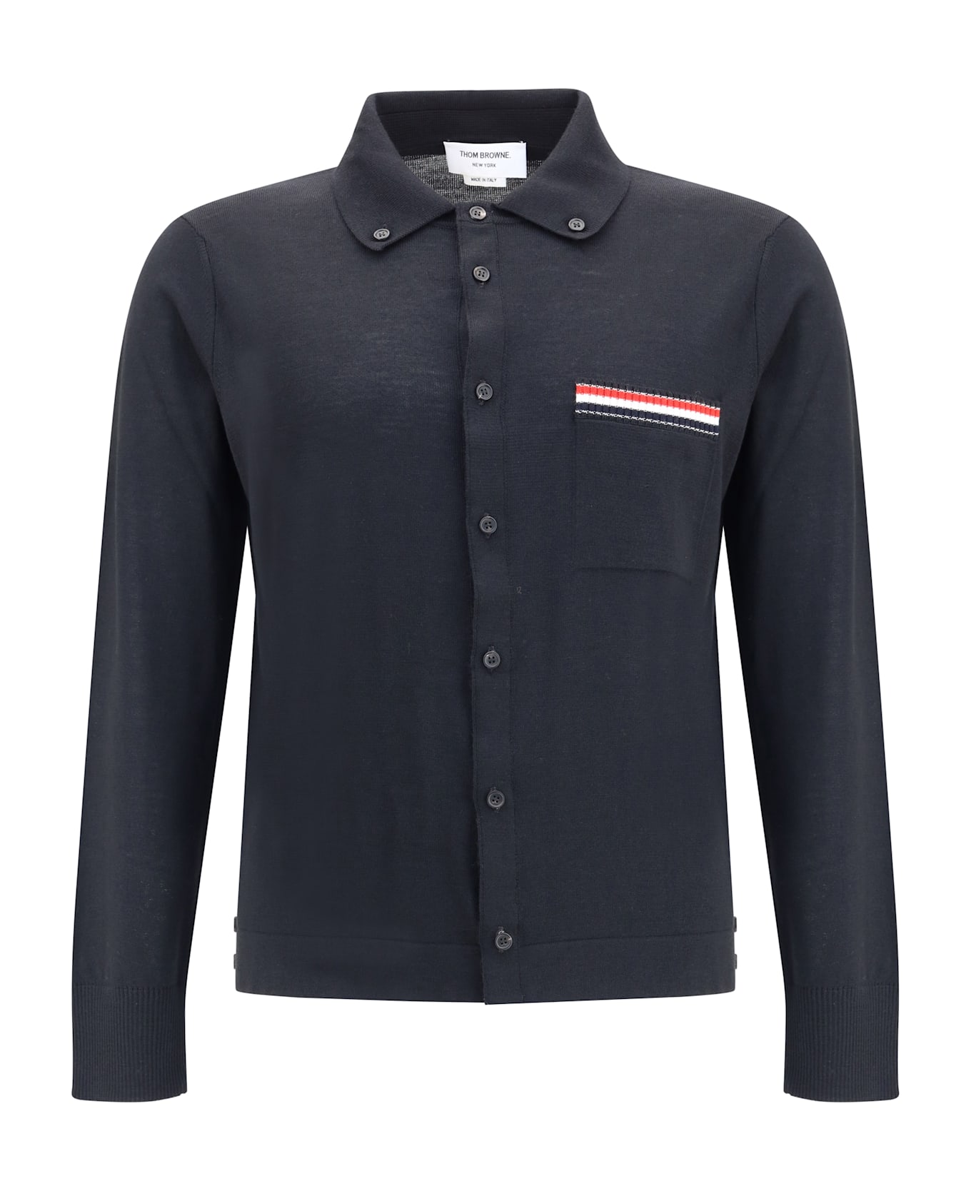 Thom Browne Jersey Stitch Button Down Point Collar L - Black