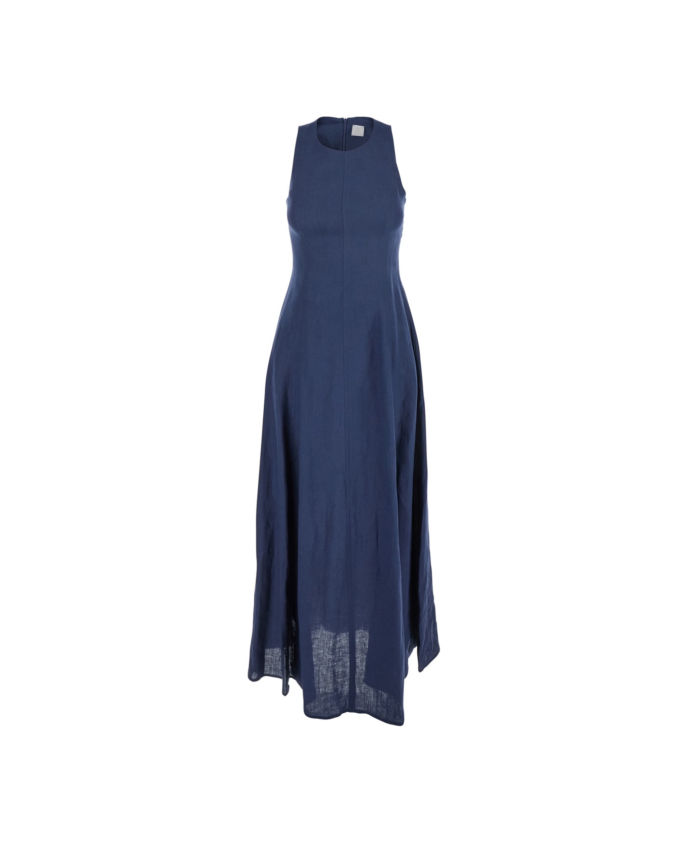 Eleventy Blue Long Sleeveless Dress In Linen Woman - Blu