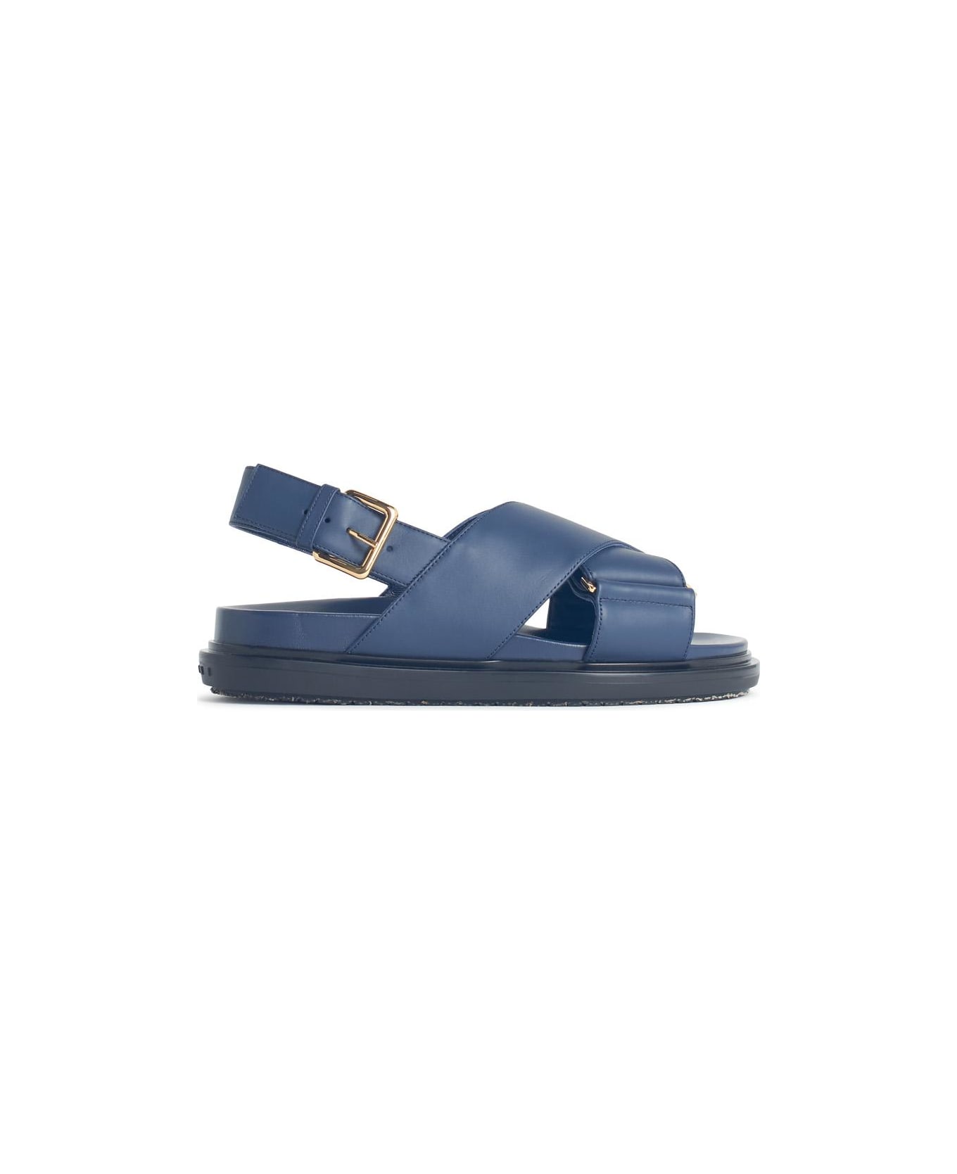 Marni 'fussbett' Blue Leather Sandals - Royal Blue