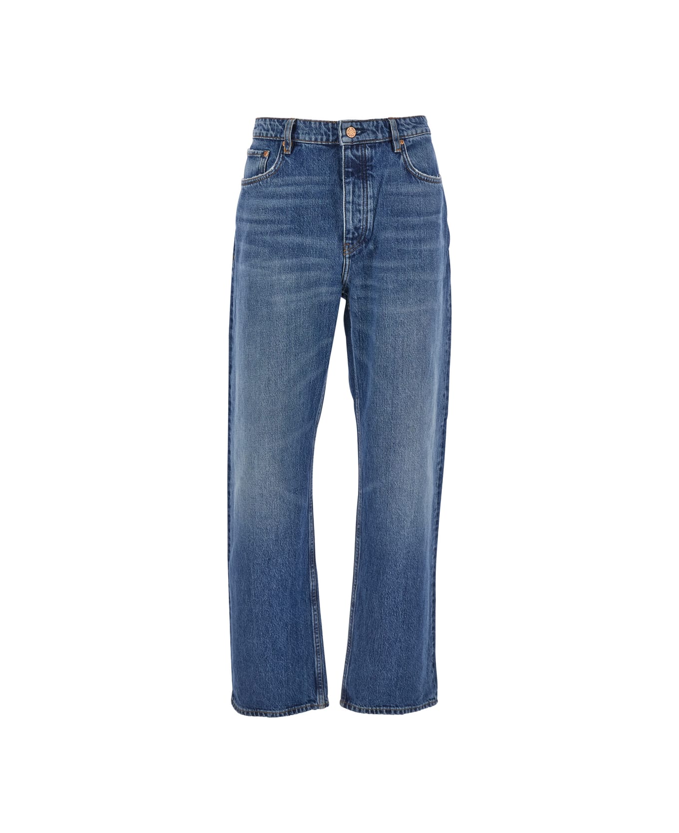 Won Hundred Blue Jeans With Belt Loops In Denim Man - Blu