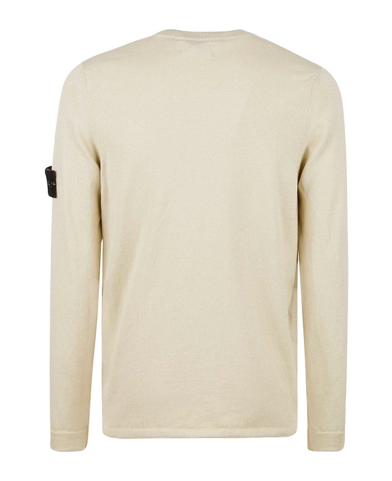 Stone Island Compass Patch Crewneck Knitted Jumper - Beige