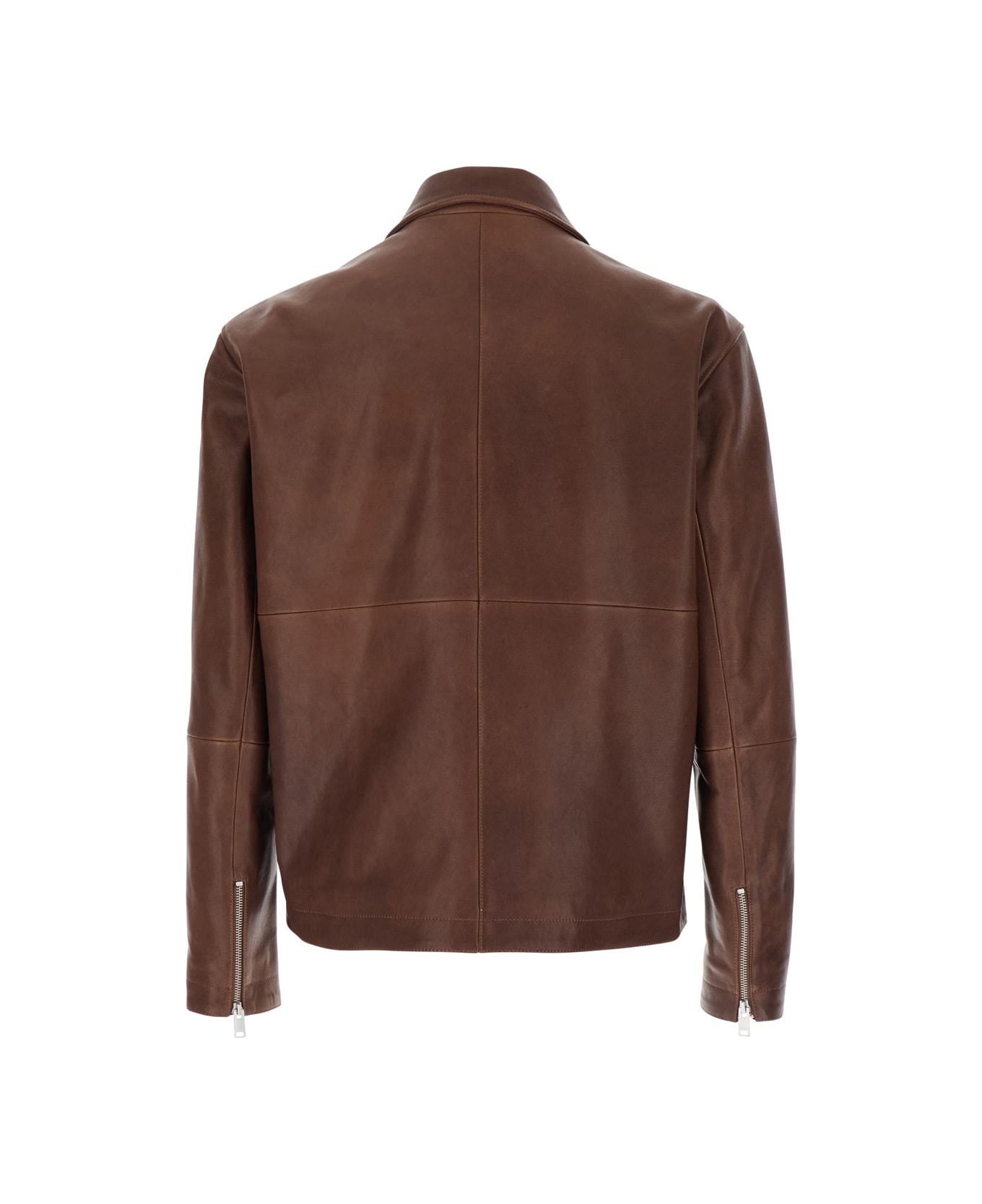ARMA 
maze
 Brown Jacket With Classic Collar And Zipped Cuffs In Leather Man - Brown