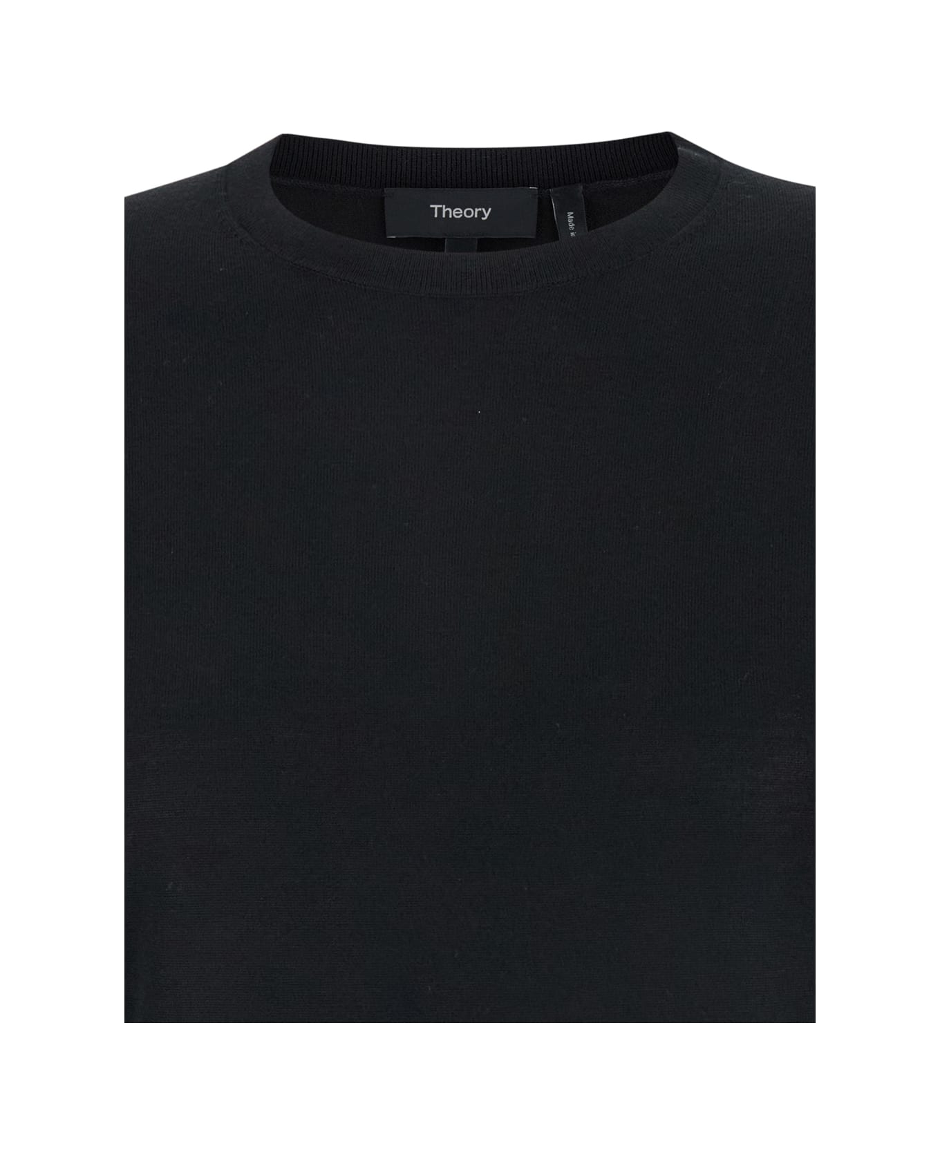 Theory Black Crewneck Sweater In Wool Woman - Black