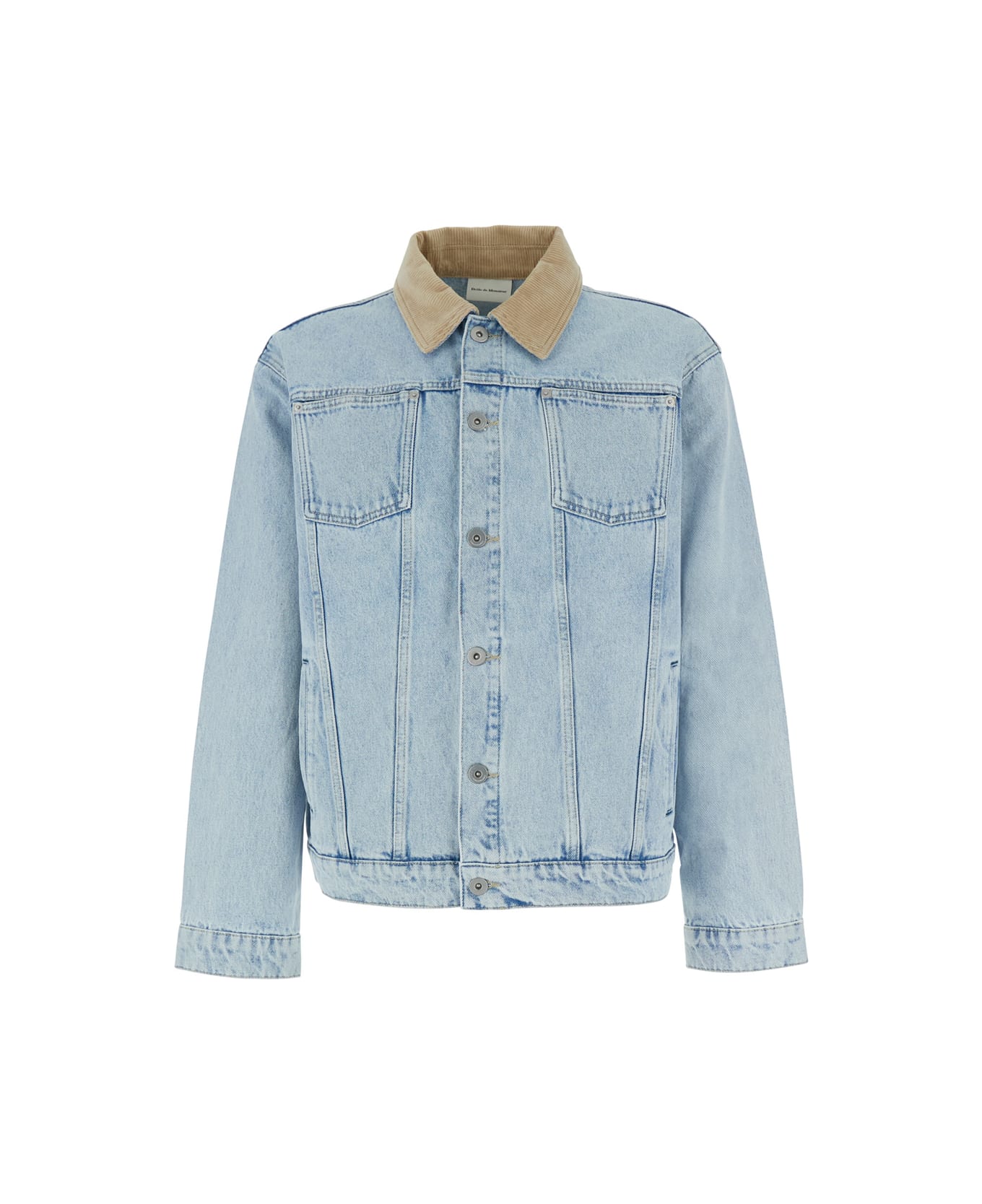 Drôle de Monsieur 
la Veste Jean Délavée
 Light Blue Jacket With Corduroy Classic Collar And Logo Patch On The Rear In Denim Man - Light blue