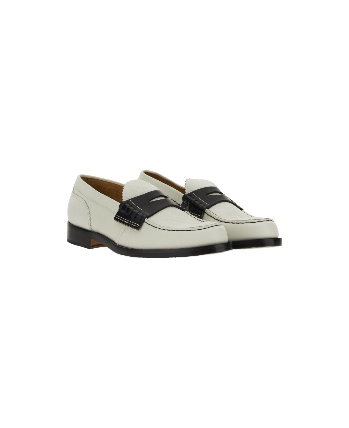College Leather Loafer - WHITE