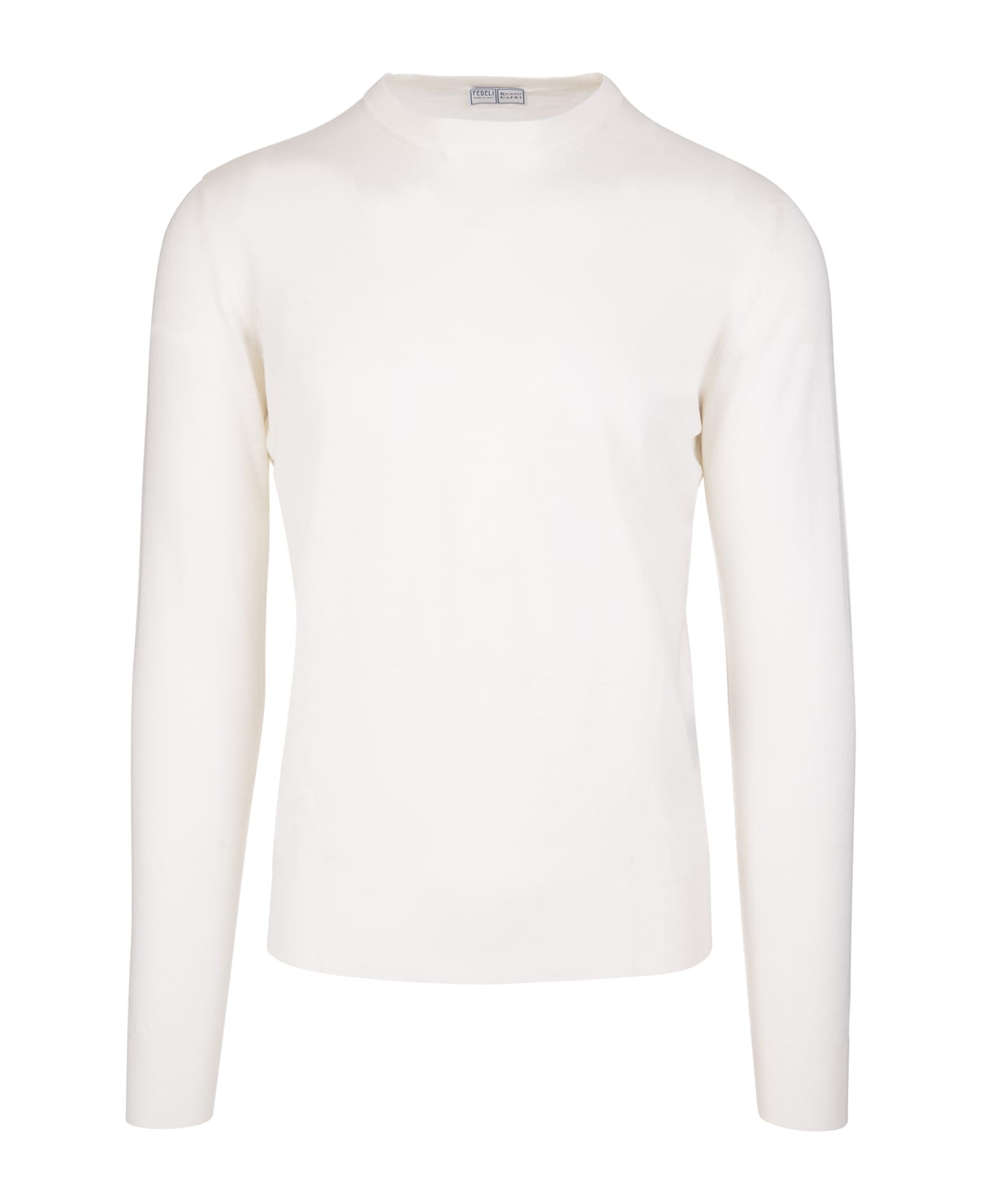 Fedeli Man Crew Neck Pullover In Cream Cashmere - White