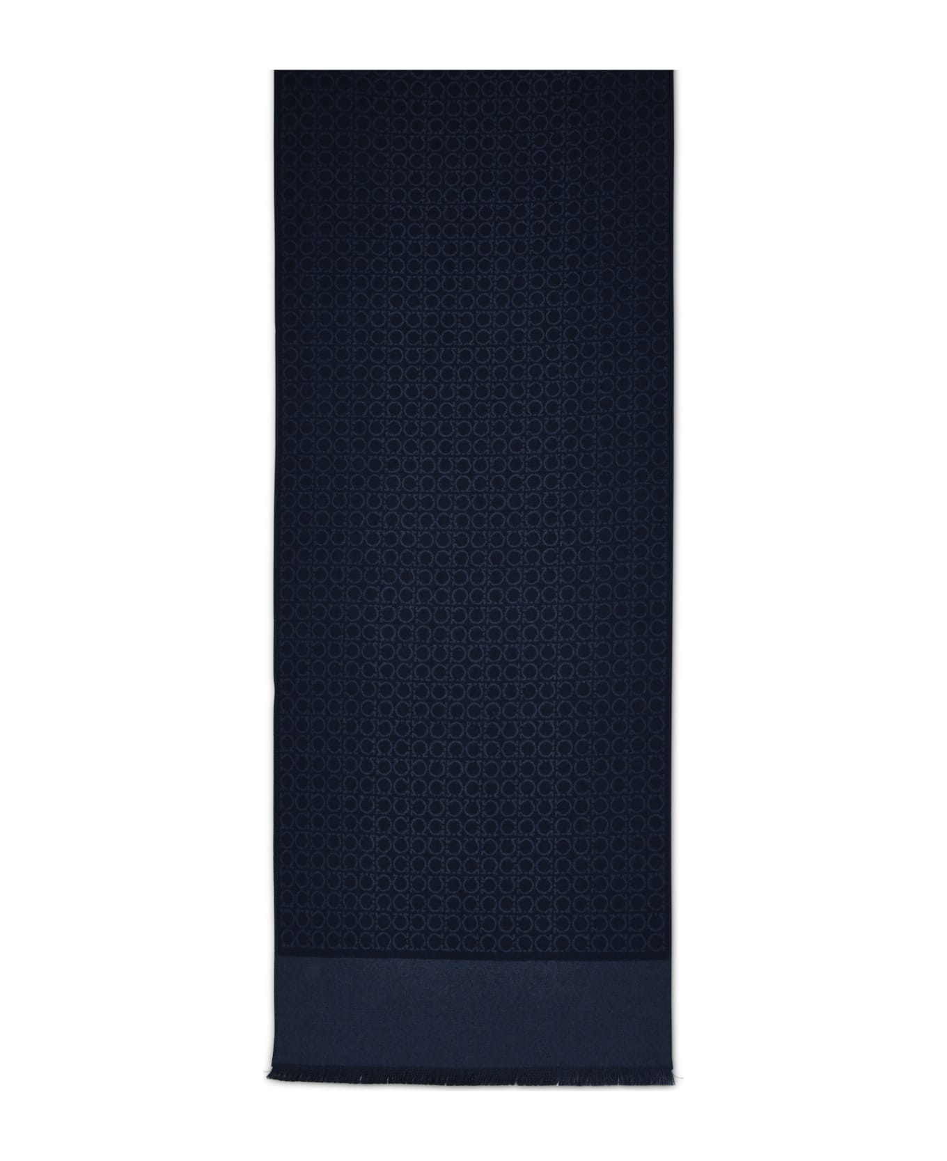 Ferragamo Gancini Scarf In Blue Wool - Blue