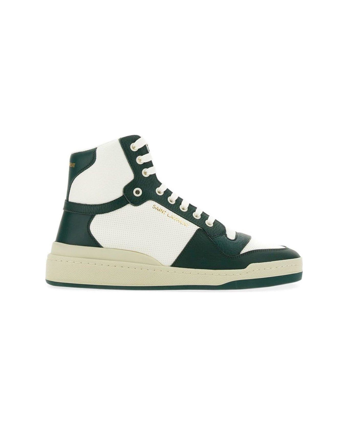 Saint Laurent Round Toe Lace-up Sneakers - Green スニーカー