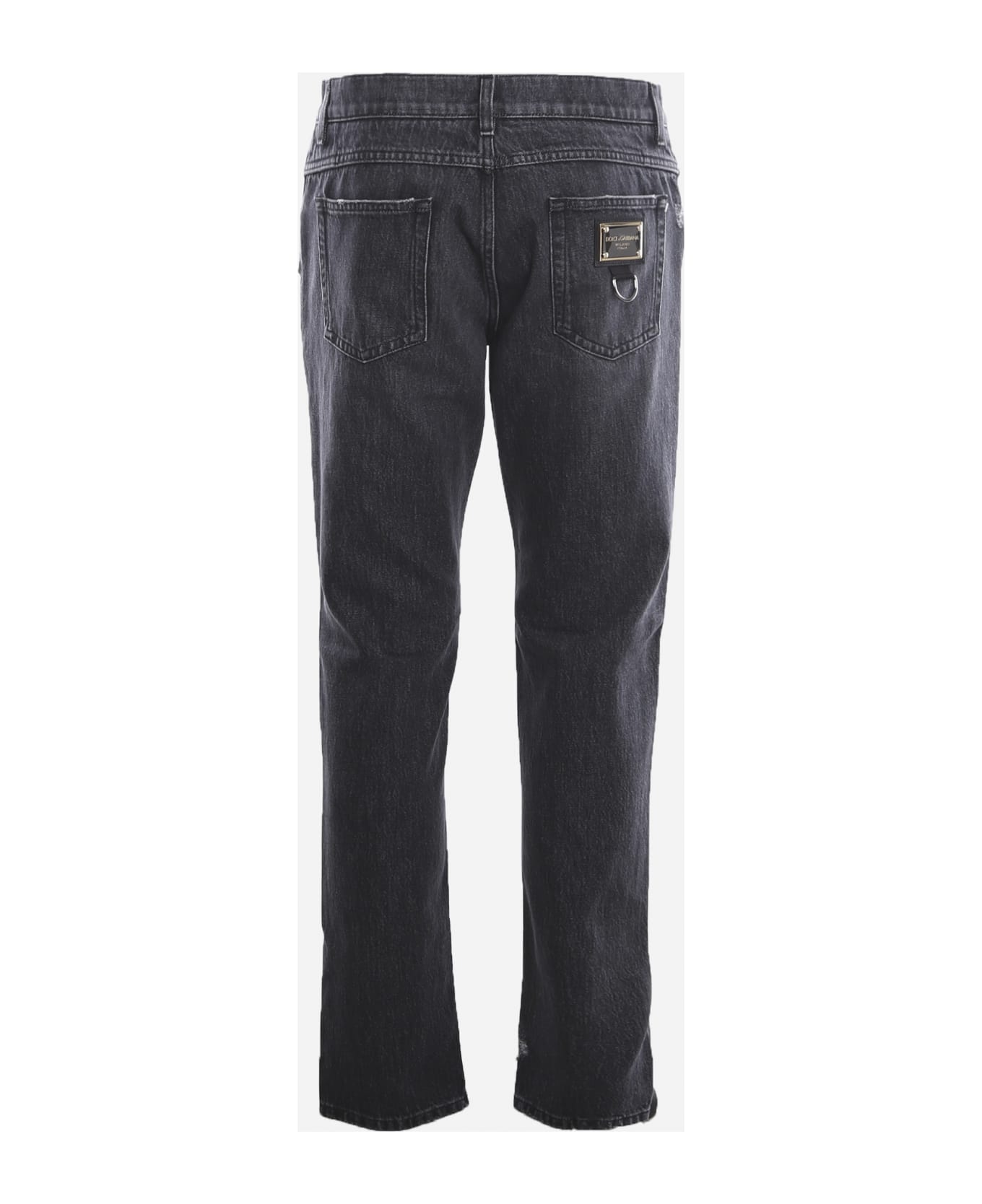 Dolce WITH & Gabbana Distressed Cotton Denim Jeans - Black