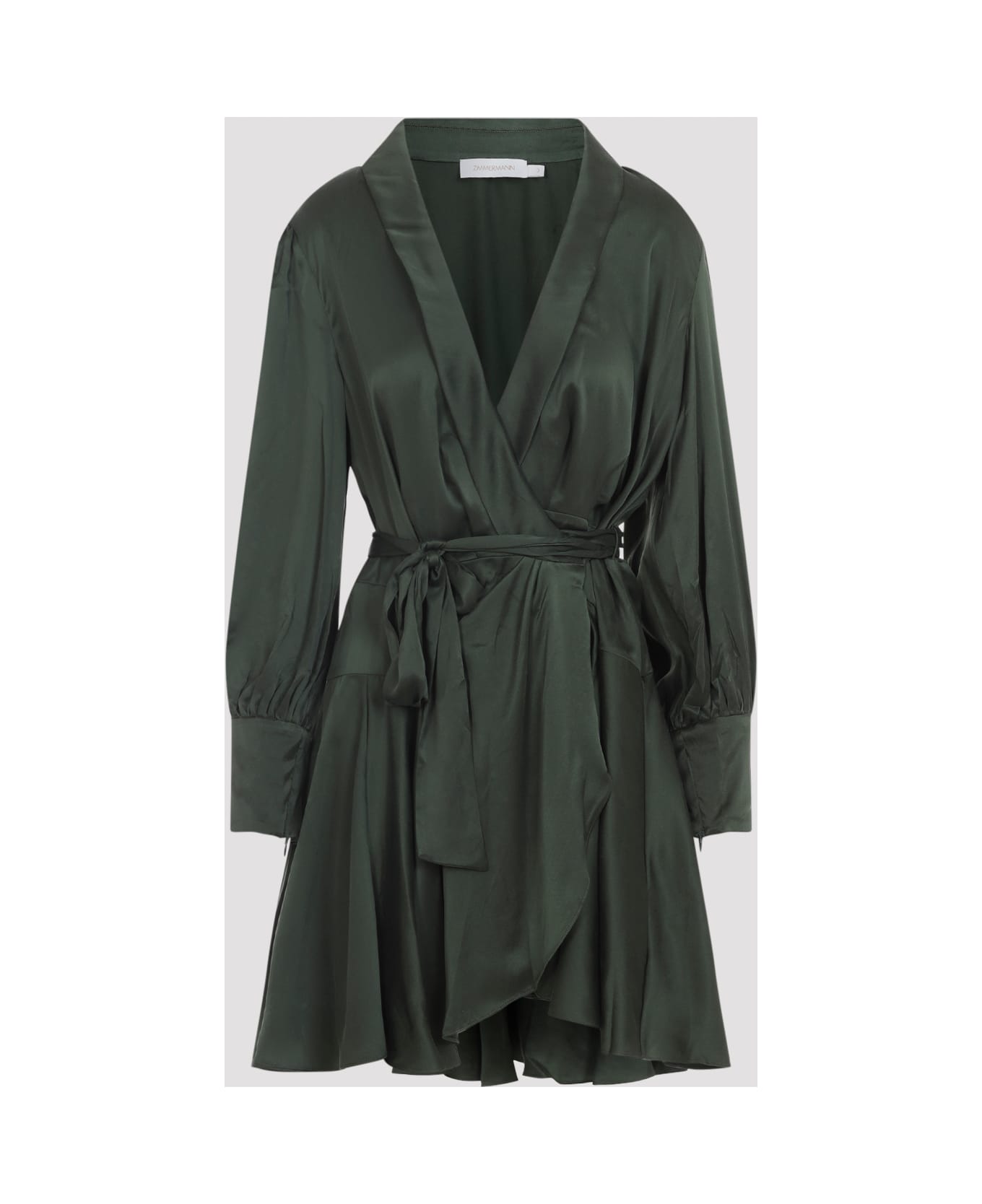 Zimmermann Silk Wrap Mini Dress - Dark Green