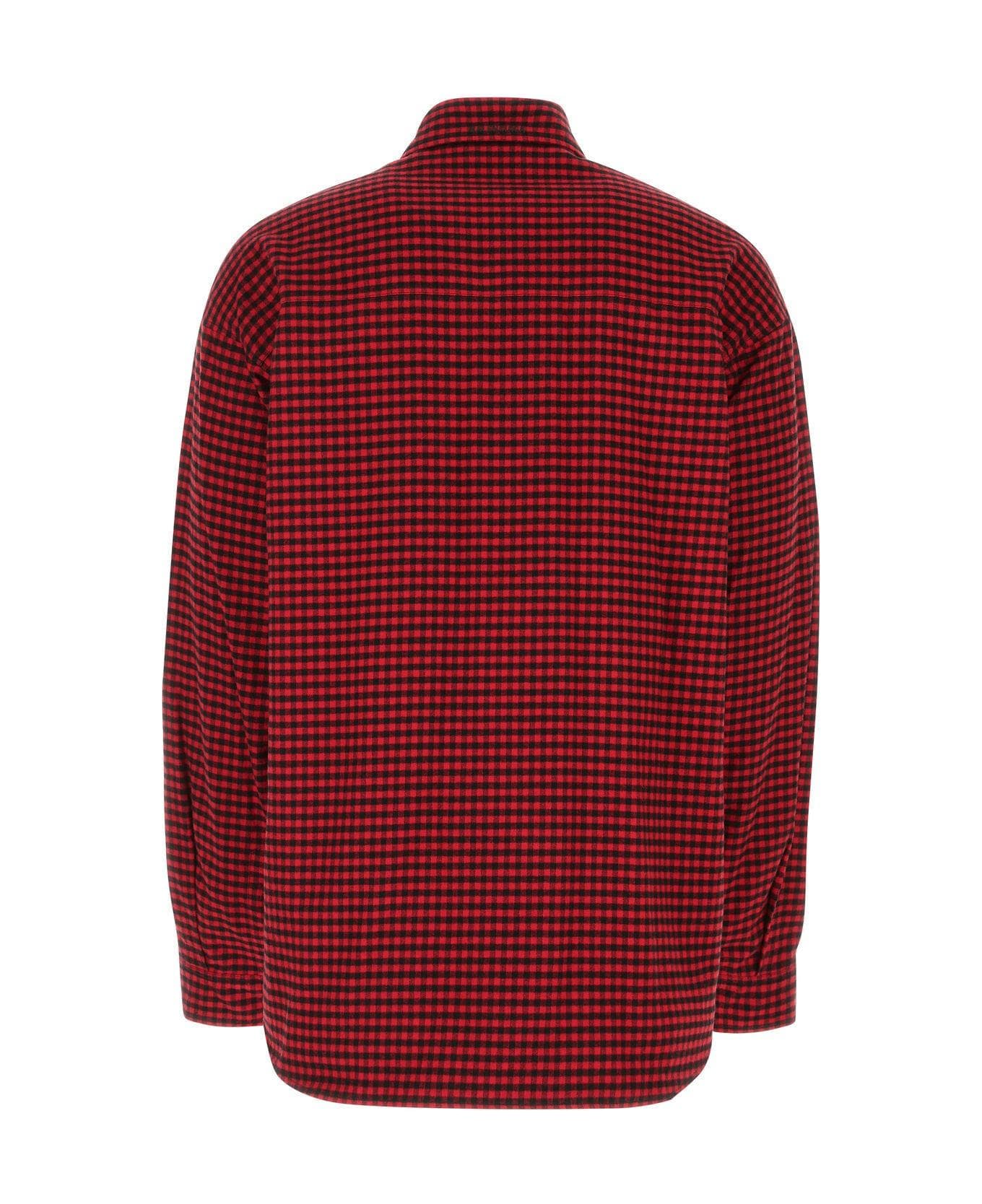 Balenciaga Embroidered Flanel Reversible Oversize Shirt - RED シャツ