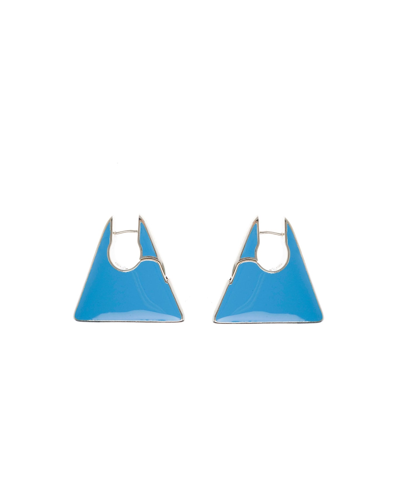 Bottega Veneta Blue Lacquered Silver Earrings - Light blue