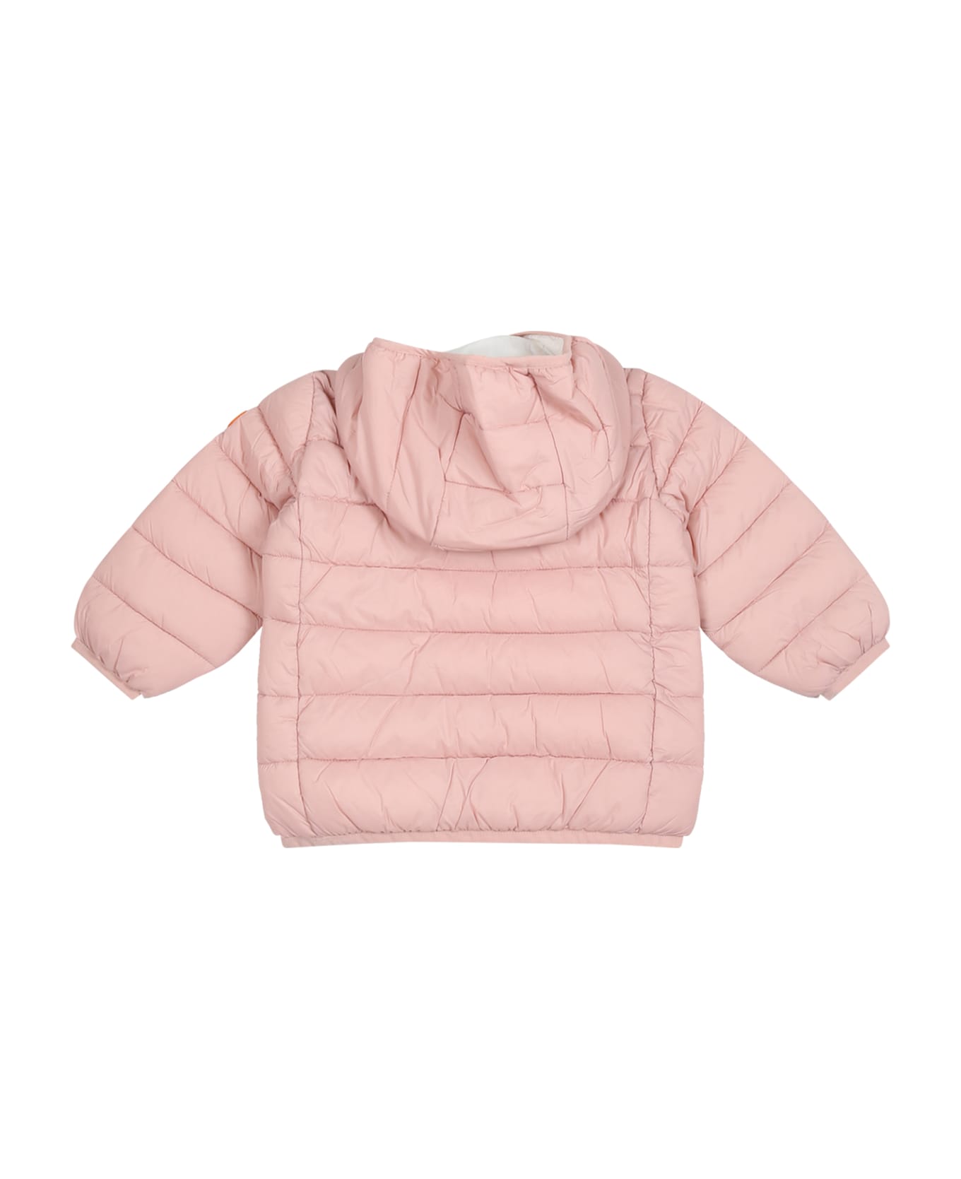 Save the Duck Pink Jacket For Baby Girl With Logo - Pink