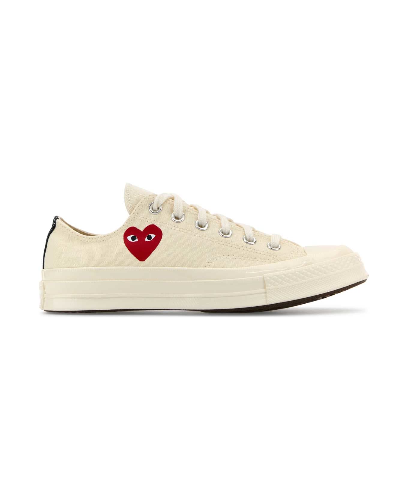 Comme des Garçons Play Ivory Canvas Comme Des Garã§ons X Converse Sneakers - BEIGE