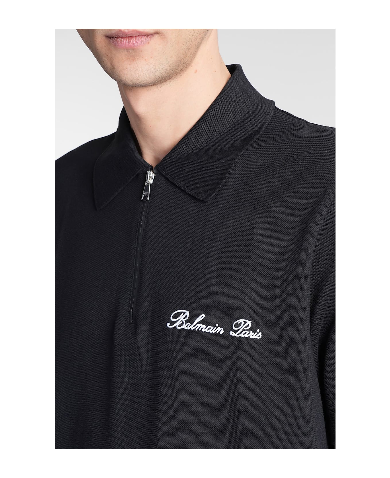 Balmain Polo In Black Cotton - black