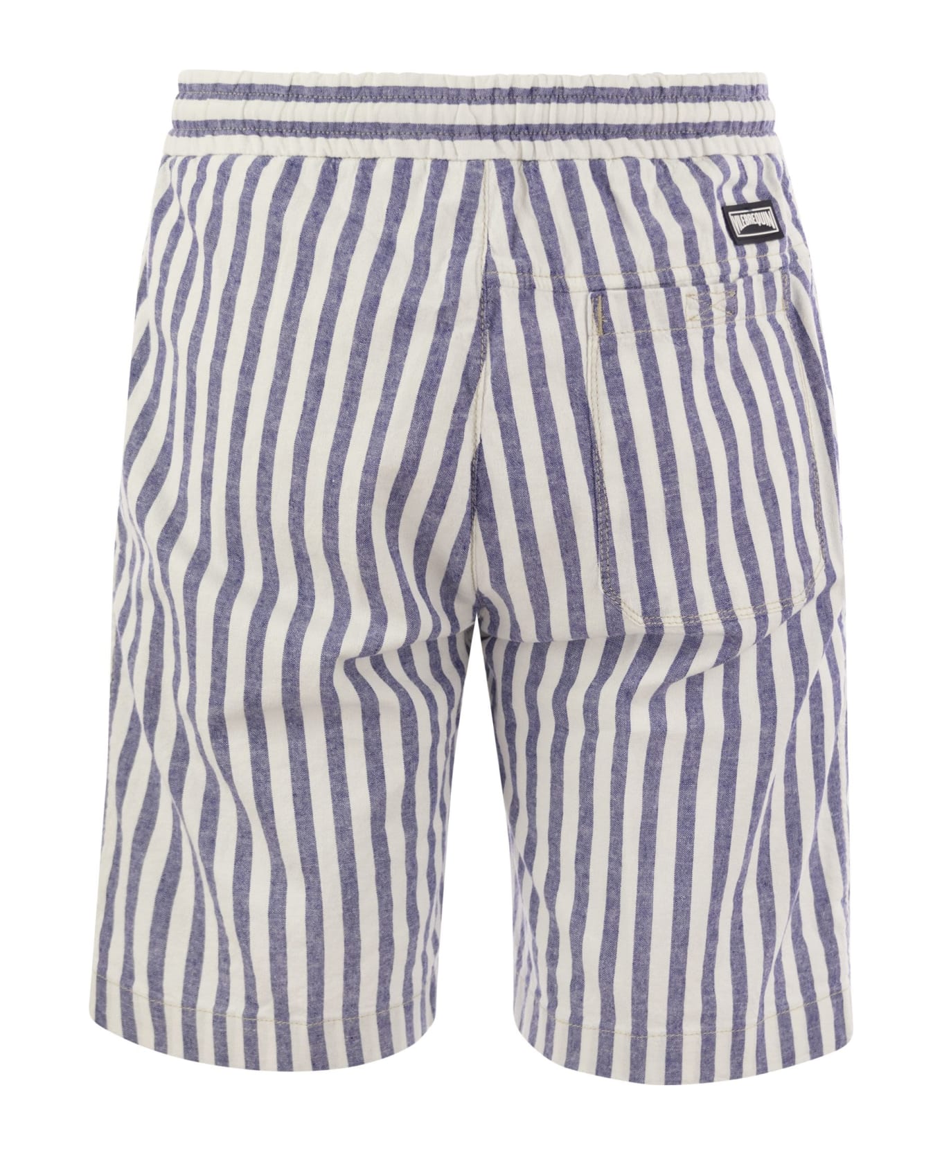 Vilebrequin Striped Cotton And Linen Bermuda Shorts - Blue ショートパンツ