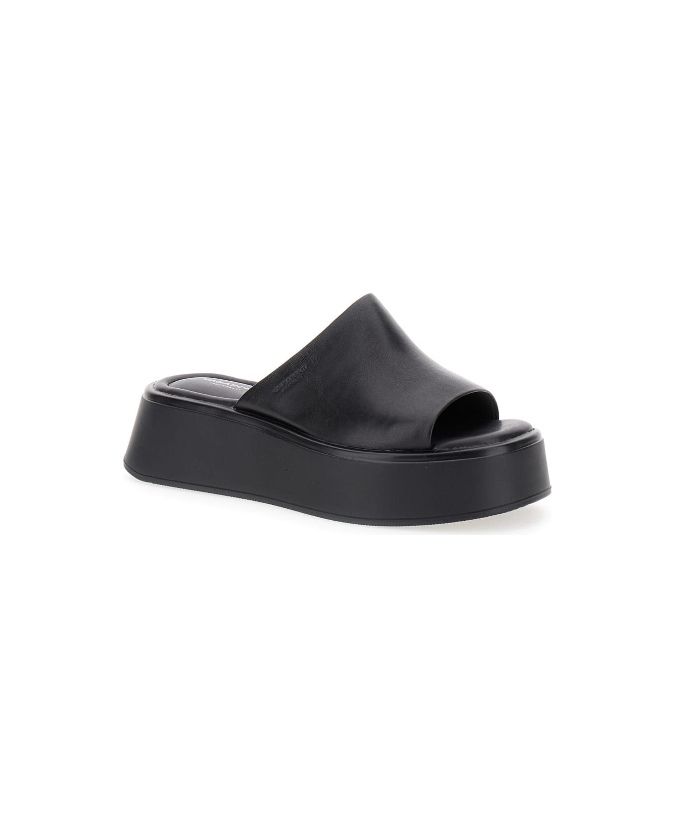 Vagabond 'courtney' Black Sandals With Chunky Platform In Leather Woman - Black