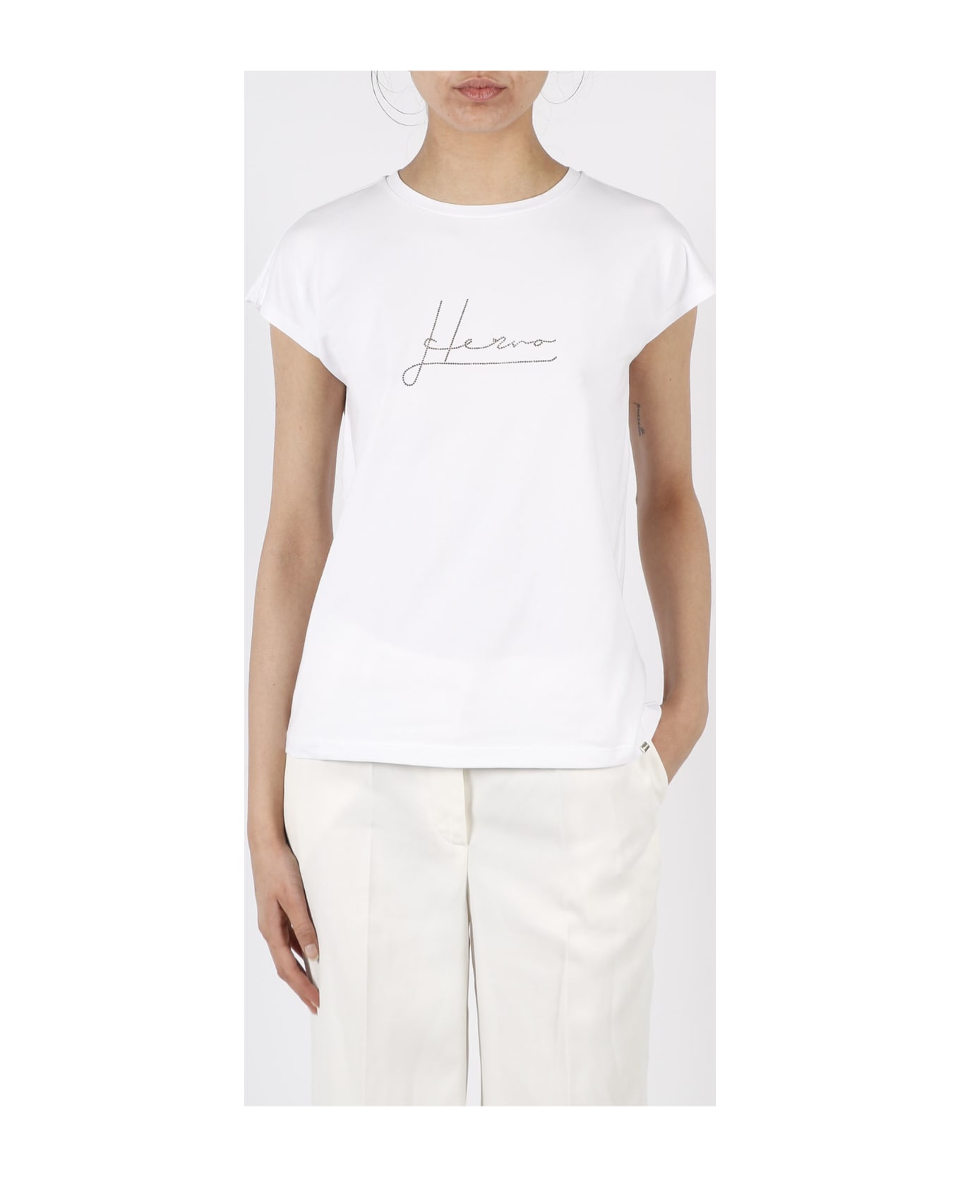 Herno Rhinestones Logo T-shirt - White