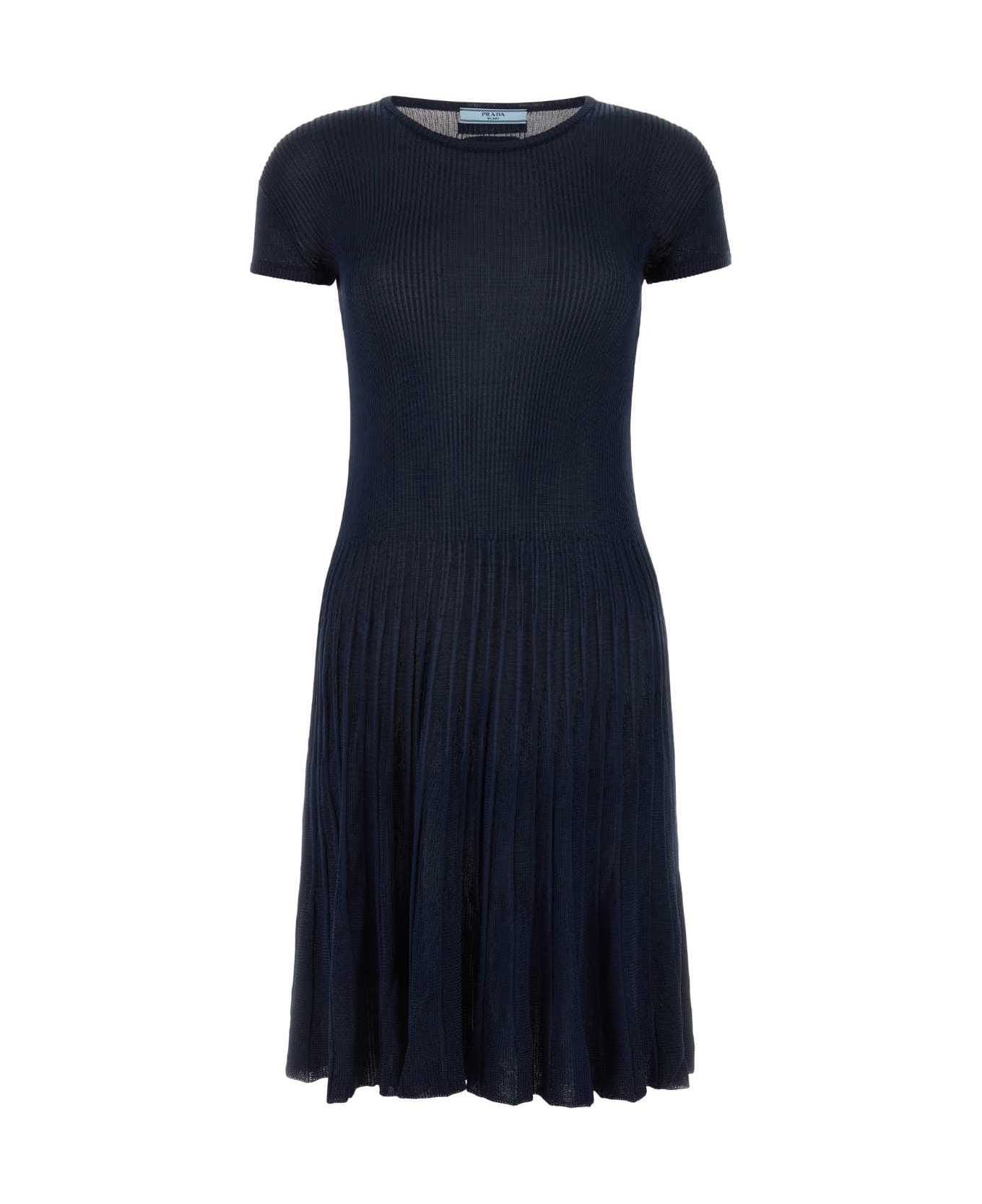 Prada Midnight Blue Silk Blend Dress - BLEU