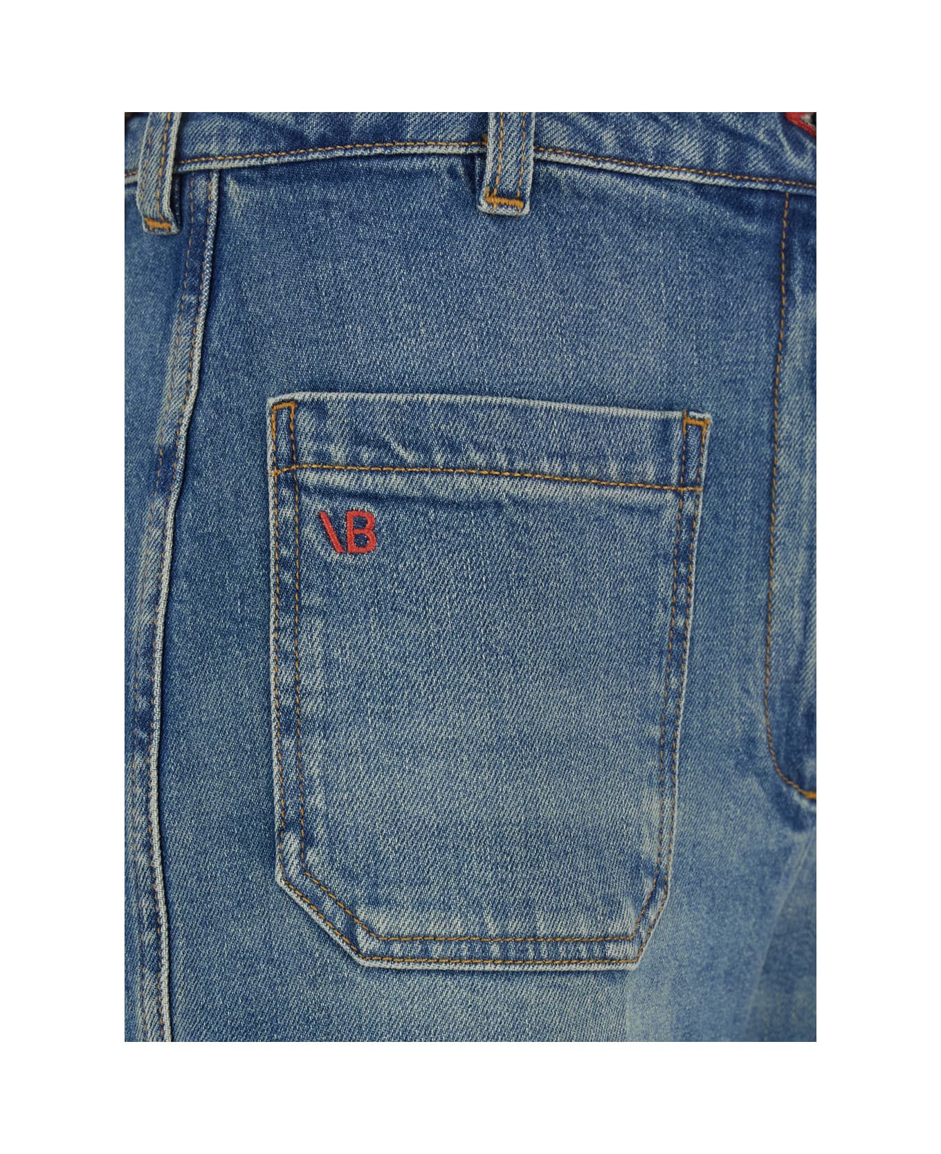 Victoria Beckham 
alina
 Blue Jeans With Belt Loops And Logo Embroidery On The Pocket In Denim Woman - Blu