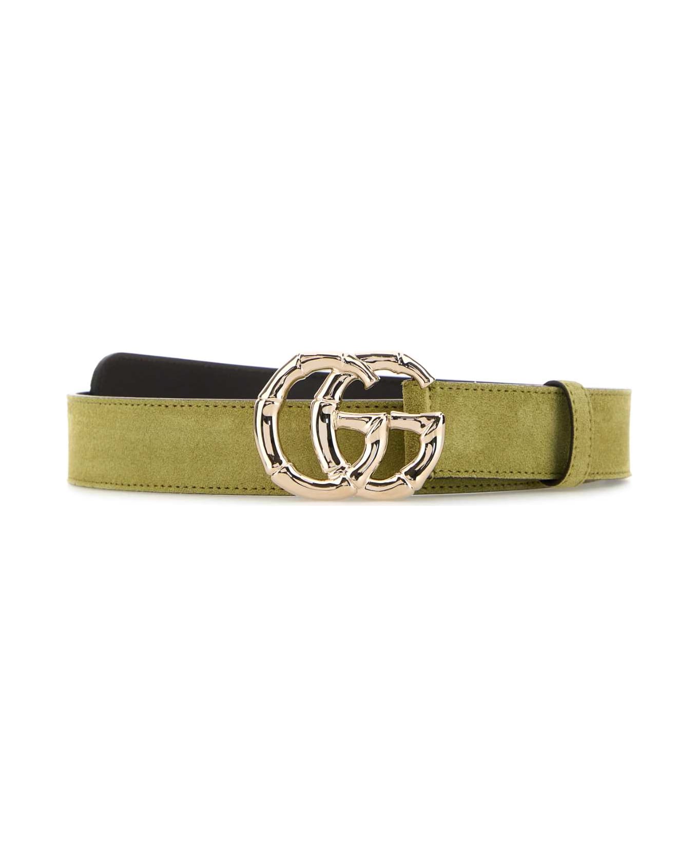 Gucci Sage Green Suede Belt - TRACEOLIVA