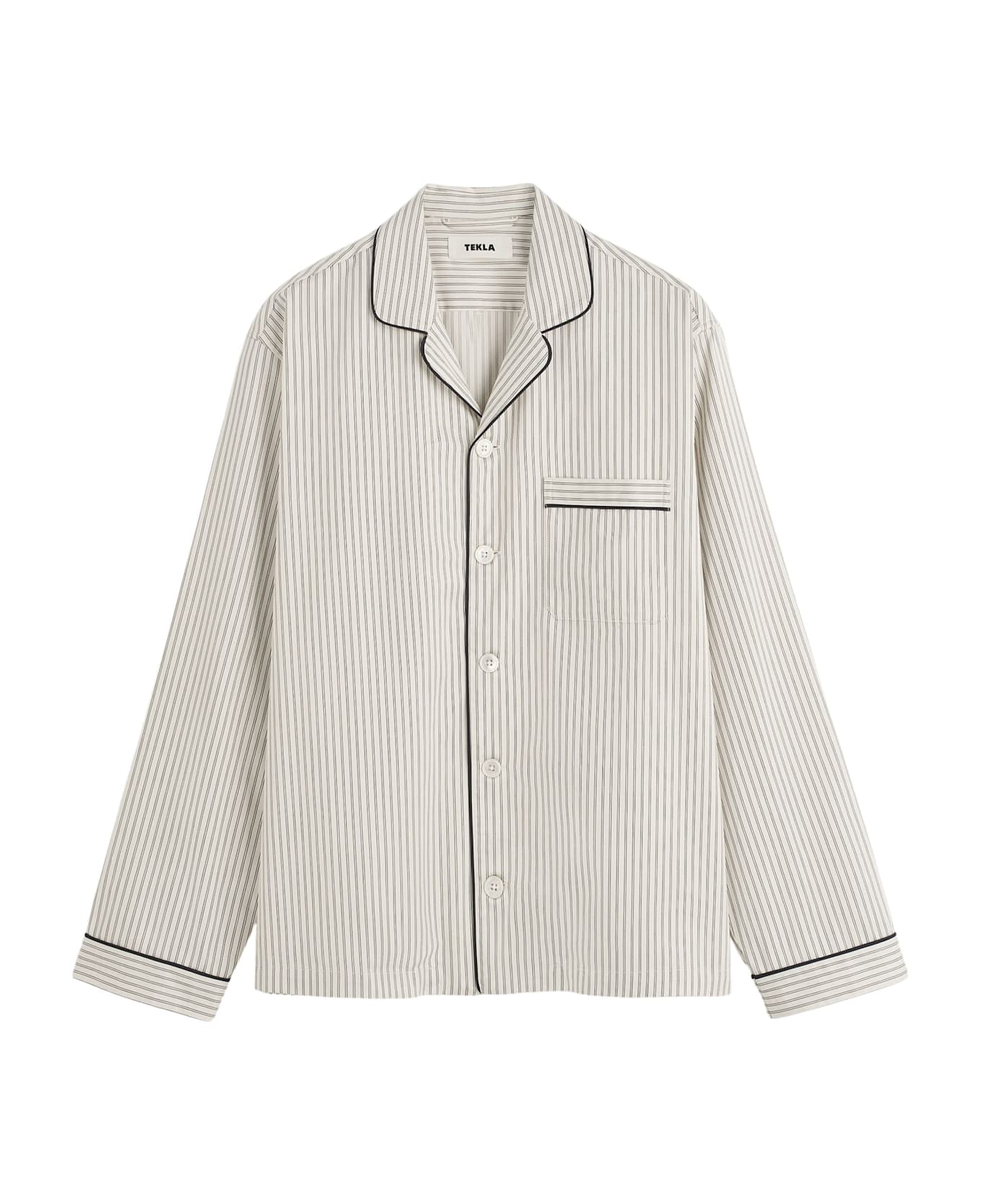 Tekla Striped Pajama Shirt - Brown