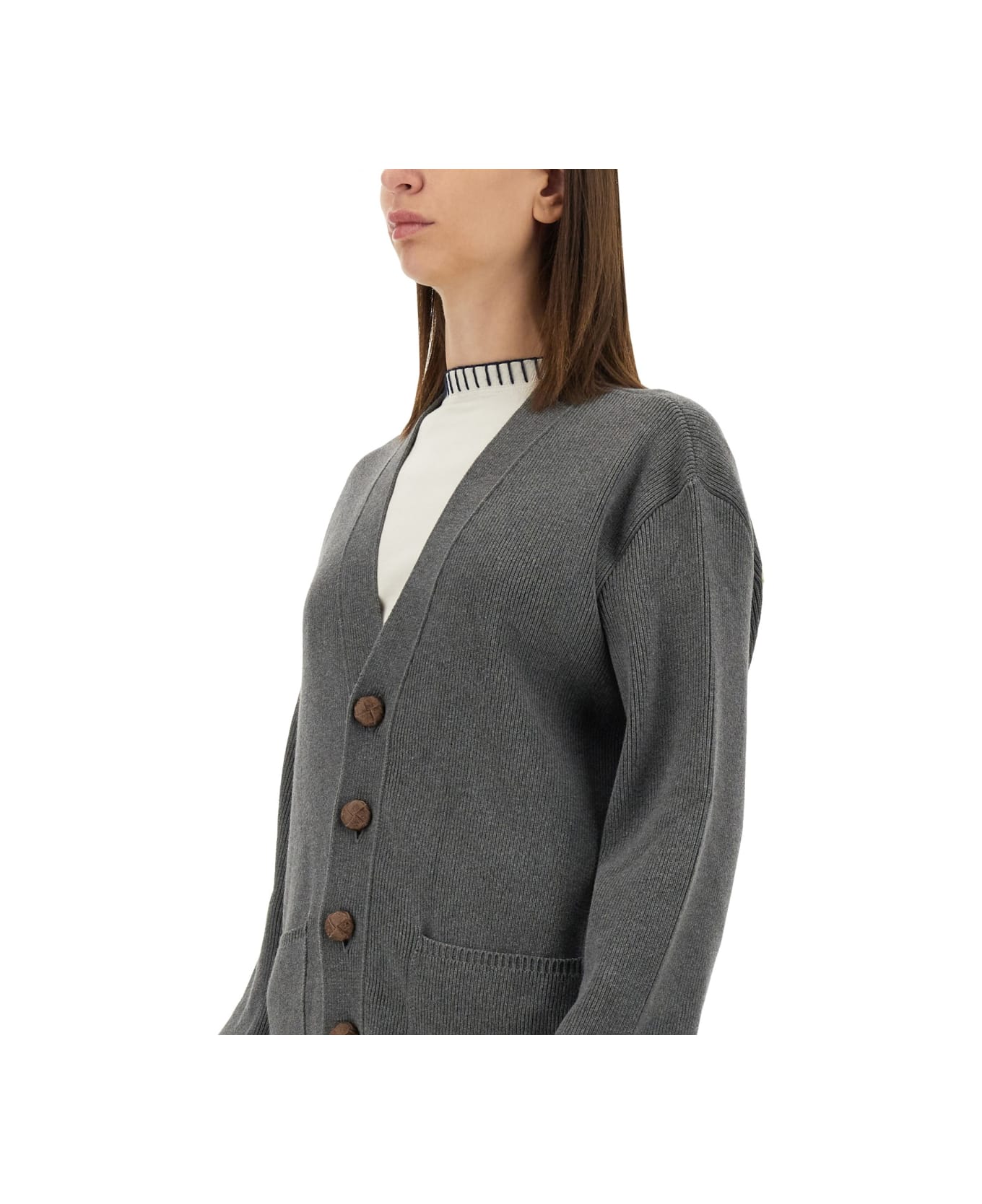 Golden Goose Cardigan With Logo - GREY