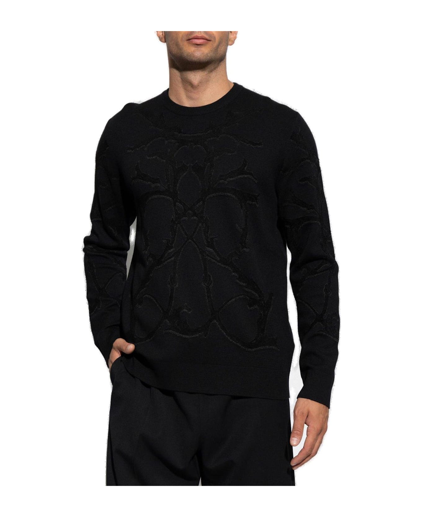 Versace Long-sleeved Crewneck Jumper - Black