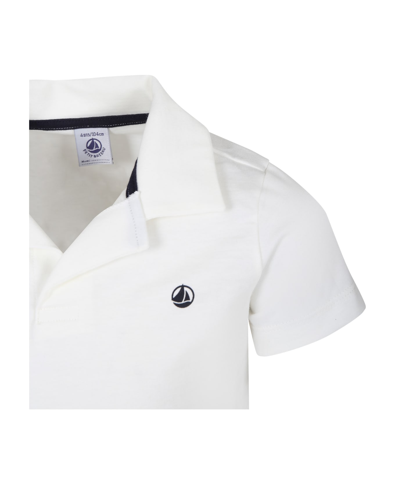 Petit Bateau White Polo Shirt For Boy With Logo - White