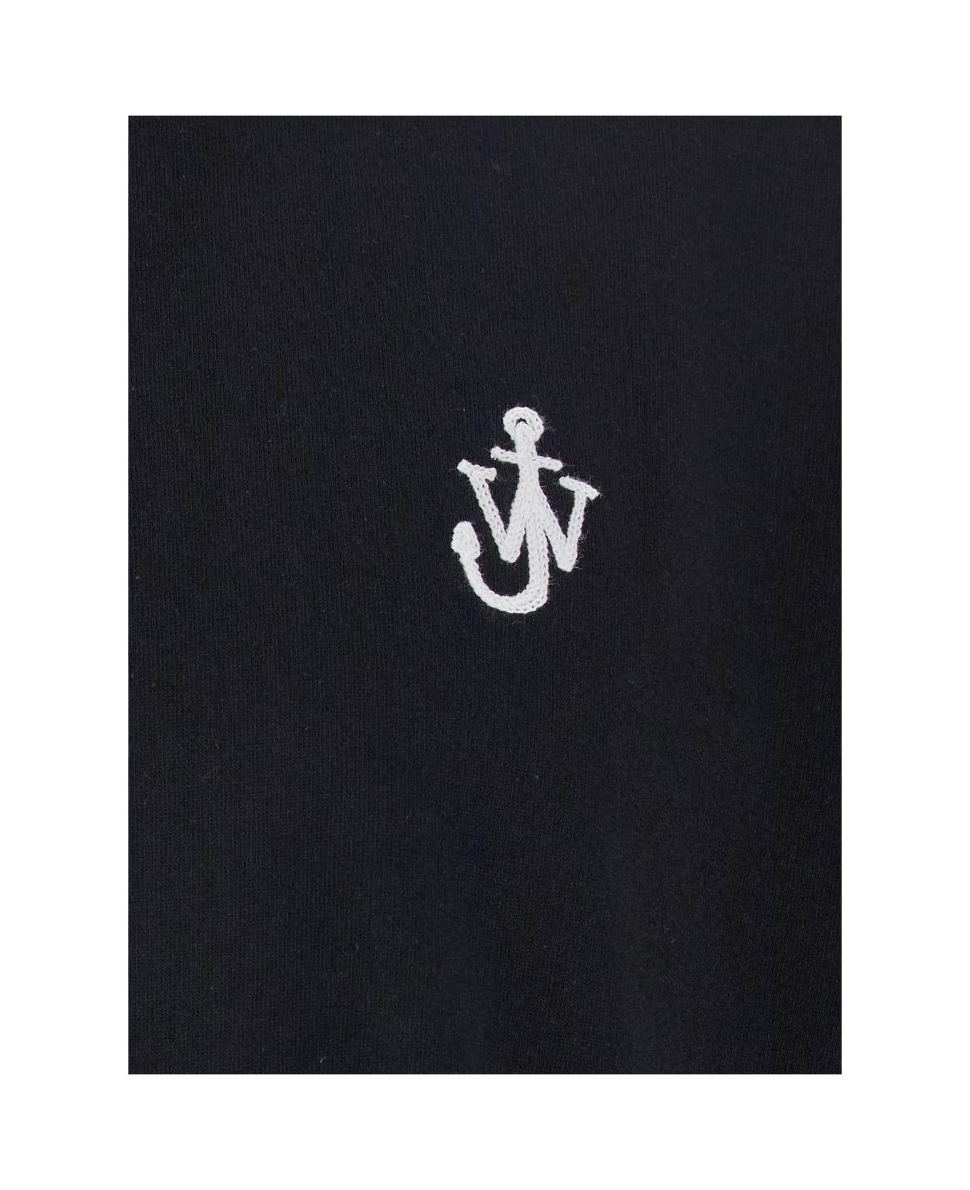 J.W. Anderson Black Crewneck T-shirt With Logo Embroidery On The Front In Cotton Man - Black