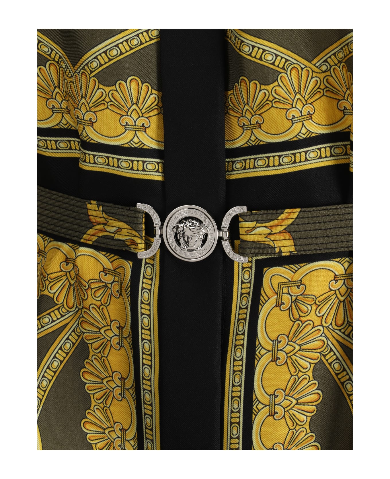 Versace Printed Shirtdress - Black+dark Olive+gold