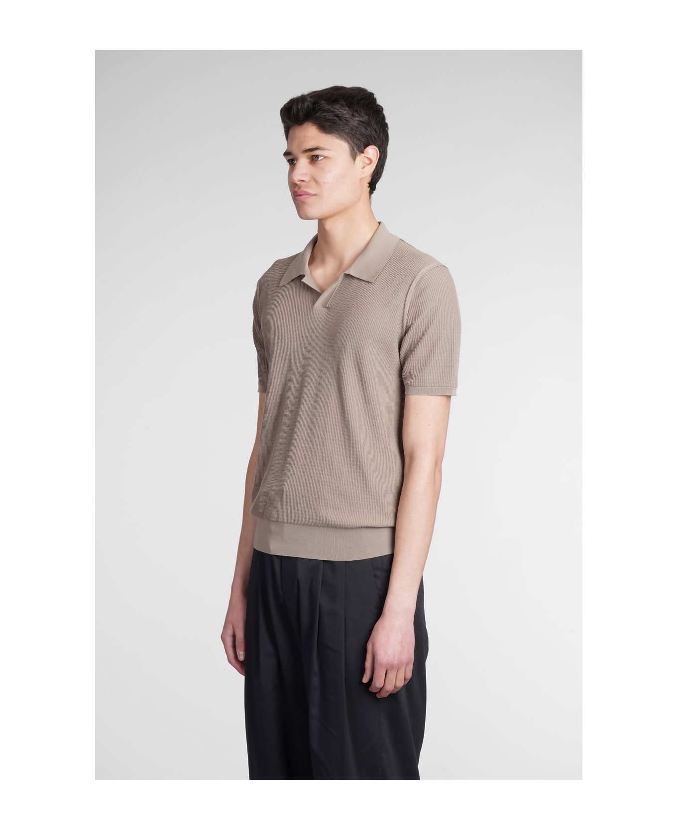 Roberto Collina Polo In Taupe Cotton - ELEPHANT