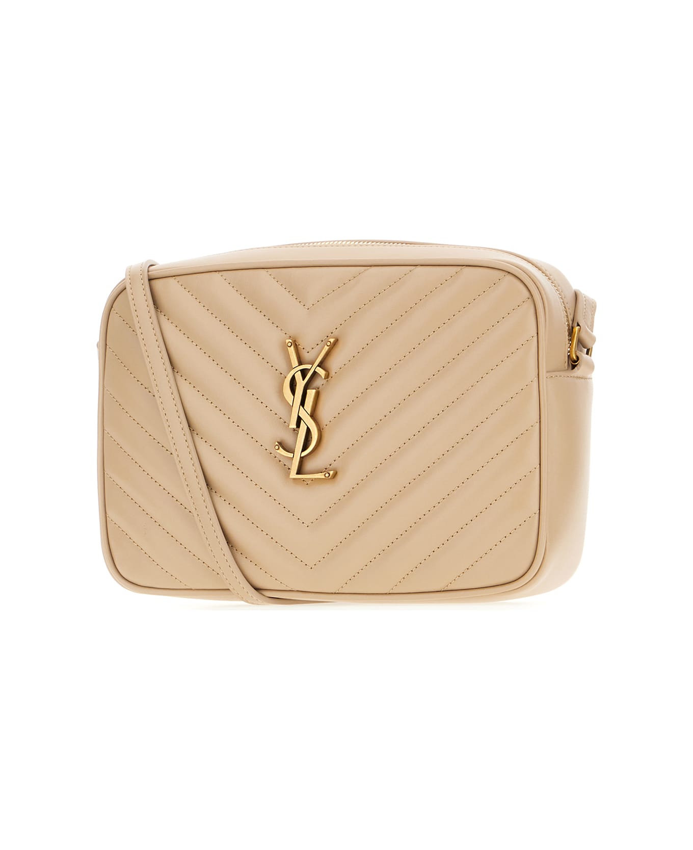 Saint Laurent Cappuccino Leather Lou Crossbody Bag - BEIGE