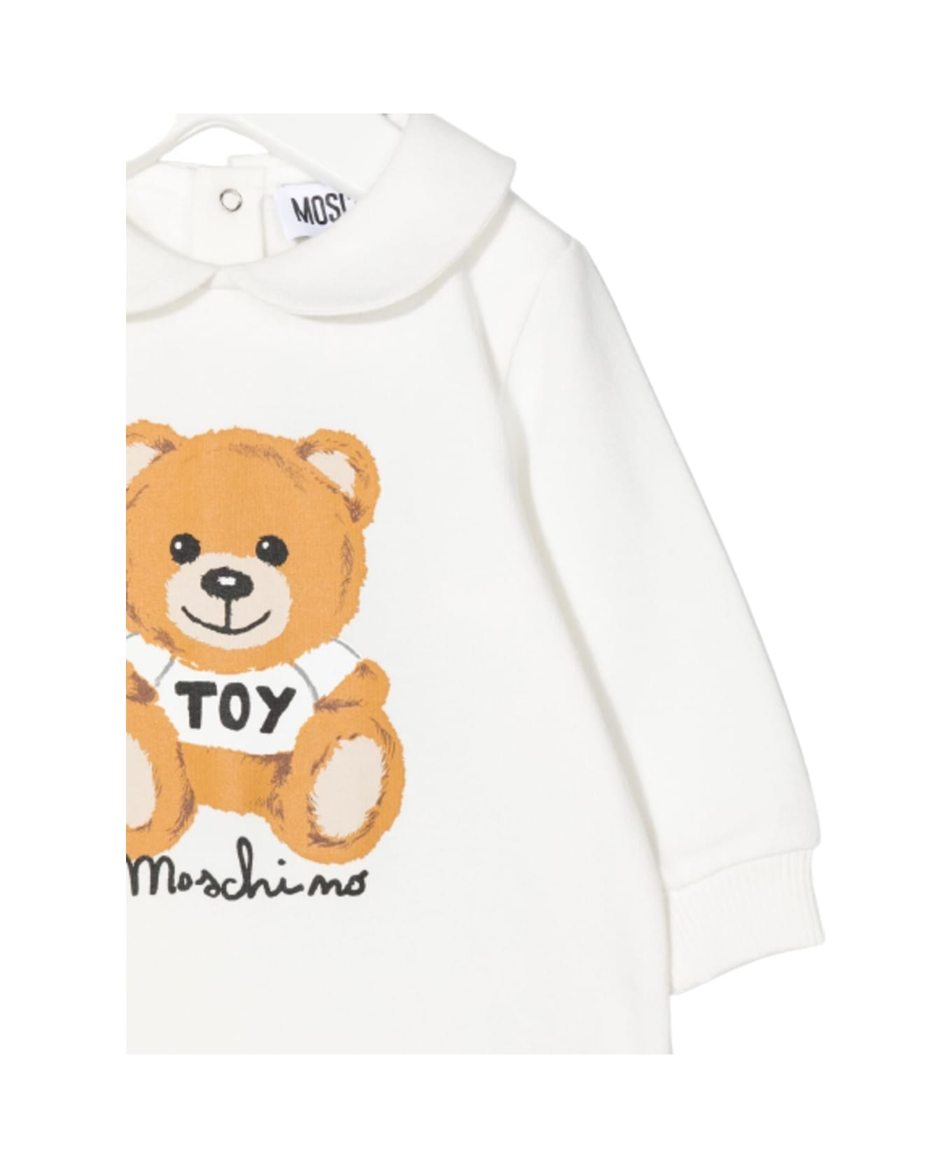 Moschino White Cotton Onesie With Teddy Bear Print Moschino Kids Baby - White