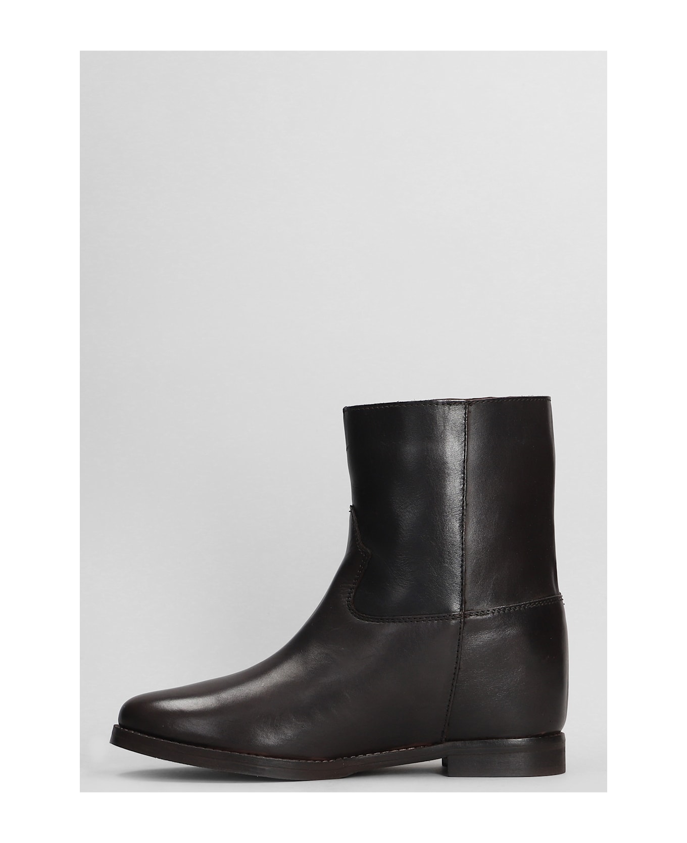 Julie Dee Texan Ankle Boots In Dark Brown Leather - dark brown