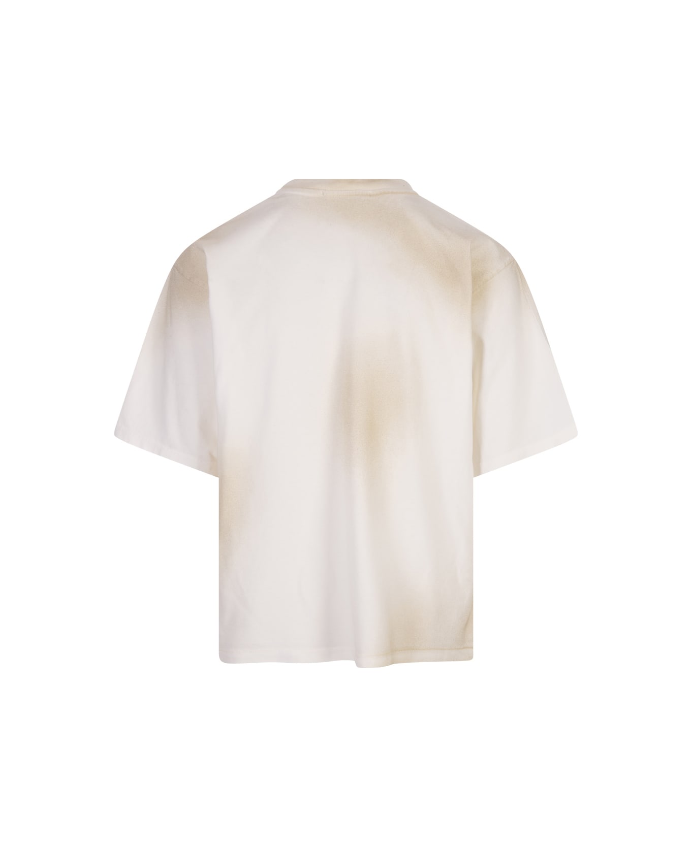 A Paper Kid White T-shirt With Washed Effect And Overlapped Prints - White