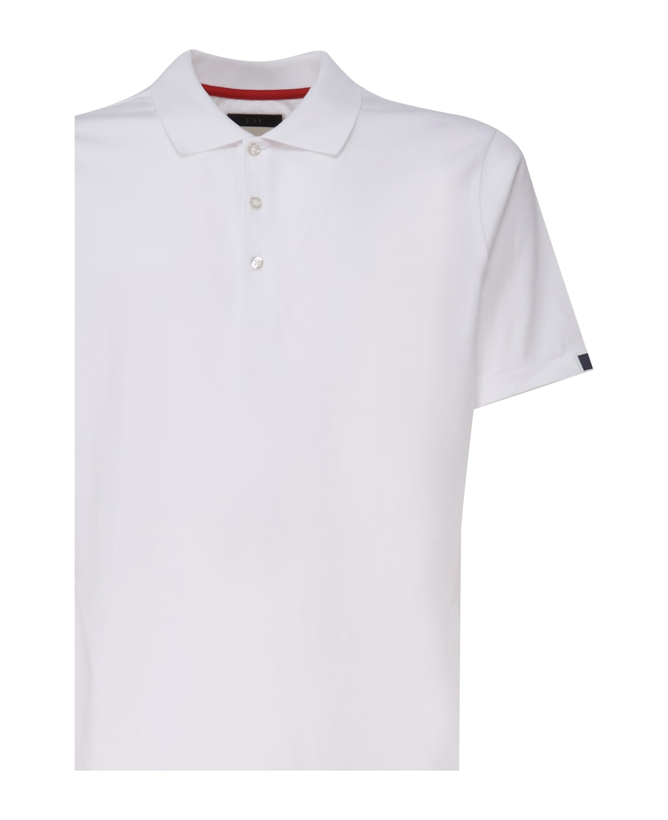 Fay Short-sleeved Polo Shirt In Cotton Jersey - White ポロシャツ