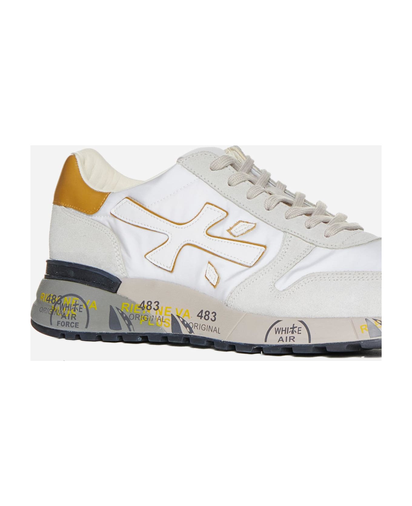 Premiata Mick Suede, Nylon And Leather Sneakers - Offwhite