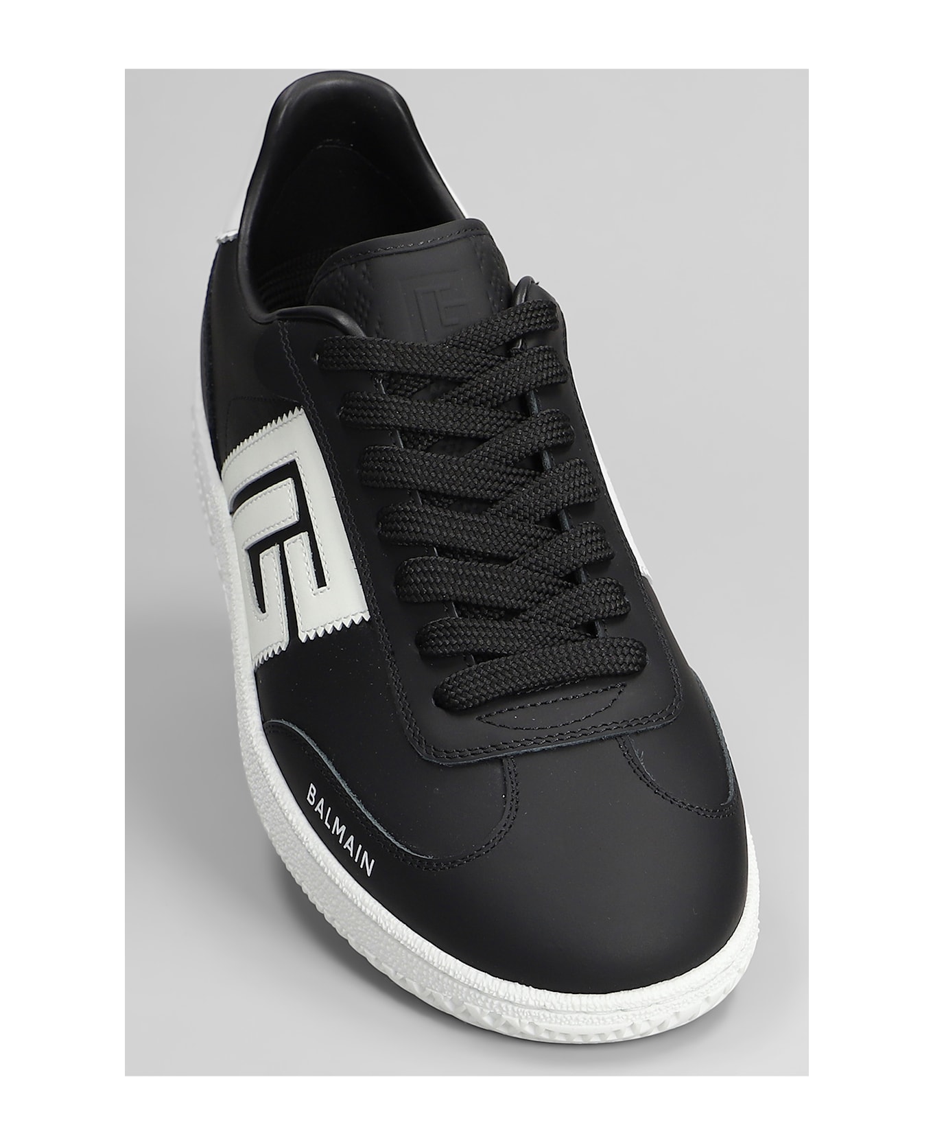 Balmain Swan Sneakers In Black Leather - black