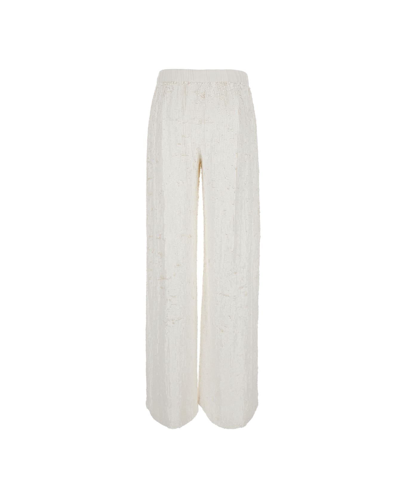 Parosh Pantalone - Full Paillettes - White