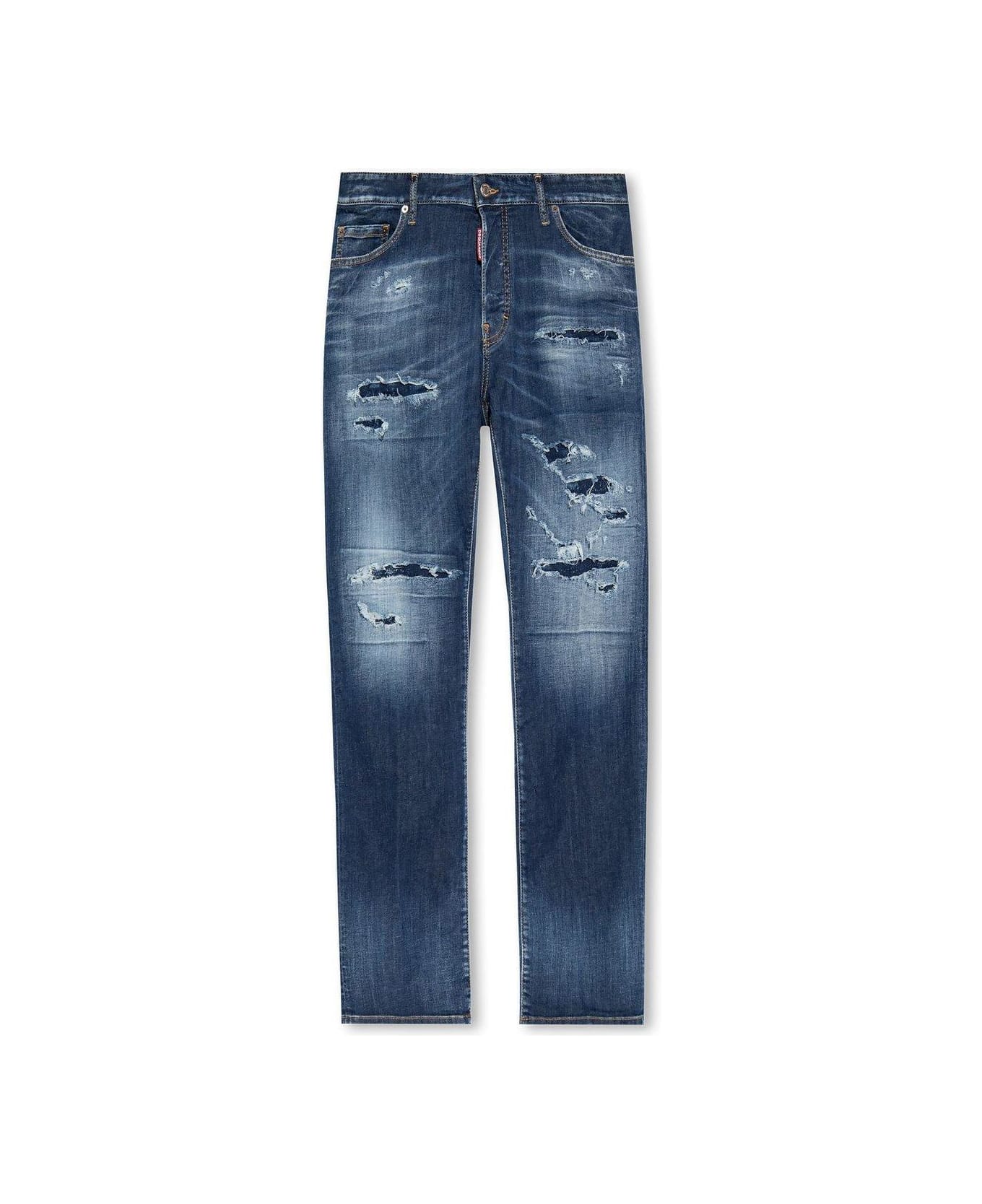 Dsquared2 Mid-rise Straight-leg Distressed Jeans - Blu