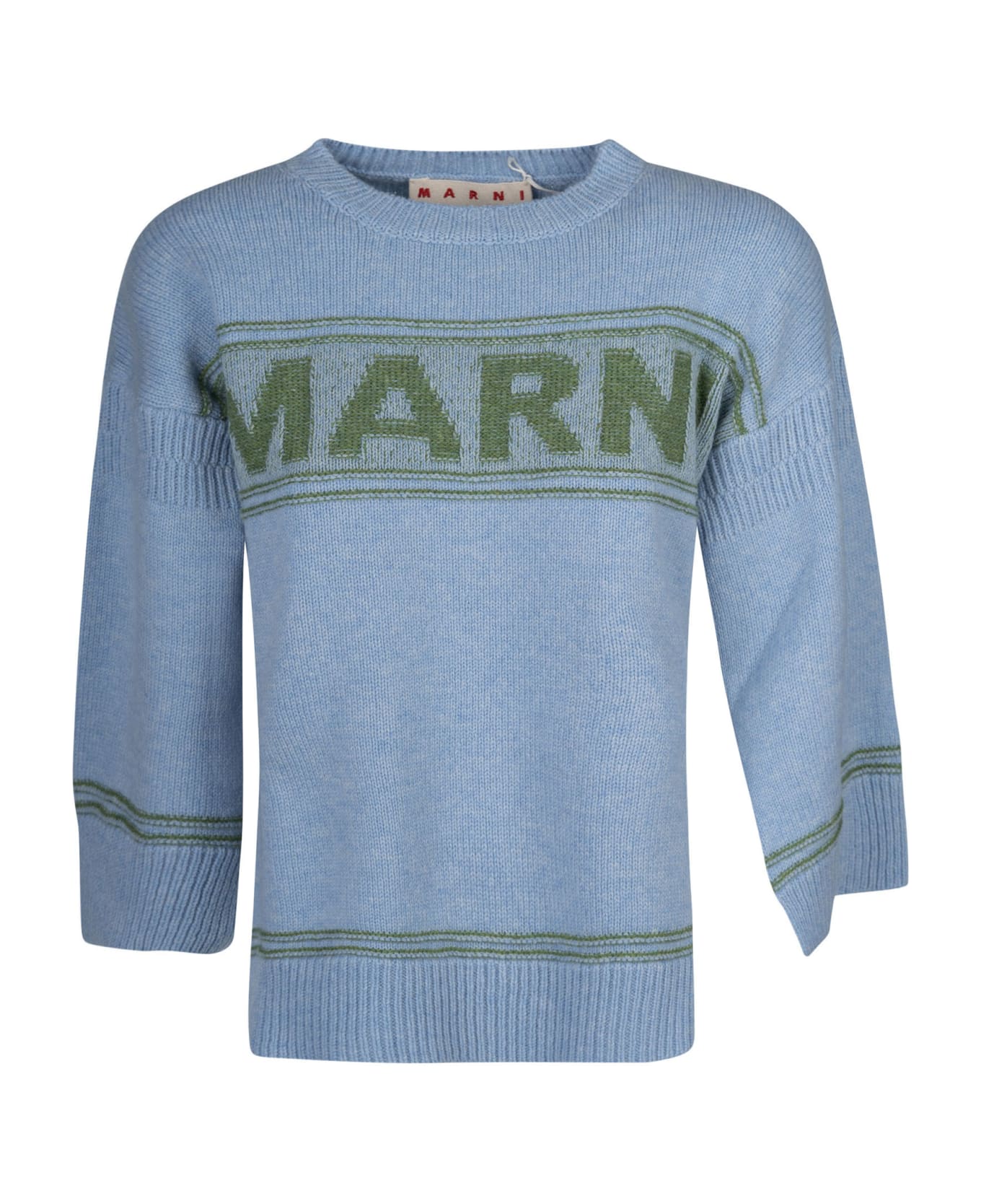 Marni Logo Detail Rib Knit Sweater - Iris Blue