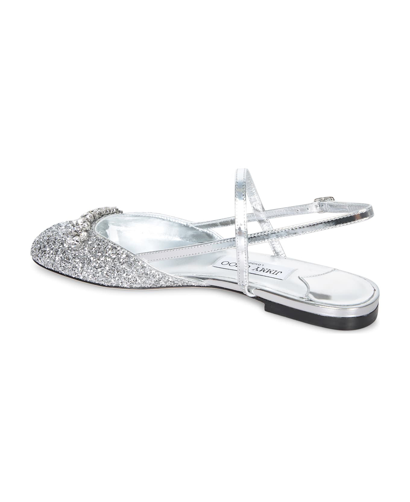 Jimmy Choo Belinda Silver Glitter Ballerinas - Metallic