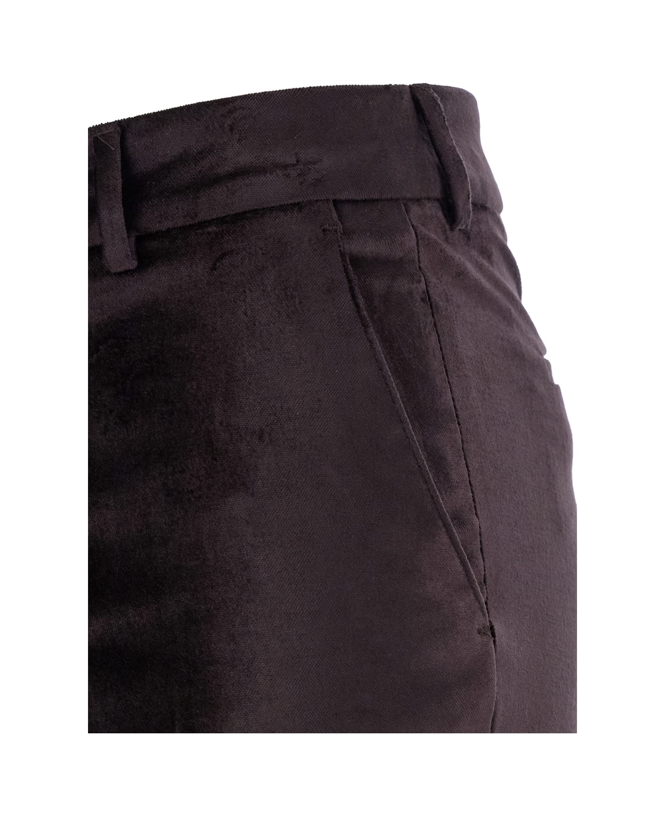 PT Torino 'elsa' Brown Flared Trousers With Velvet Effect In Cotton Blend Woman - Brown