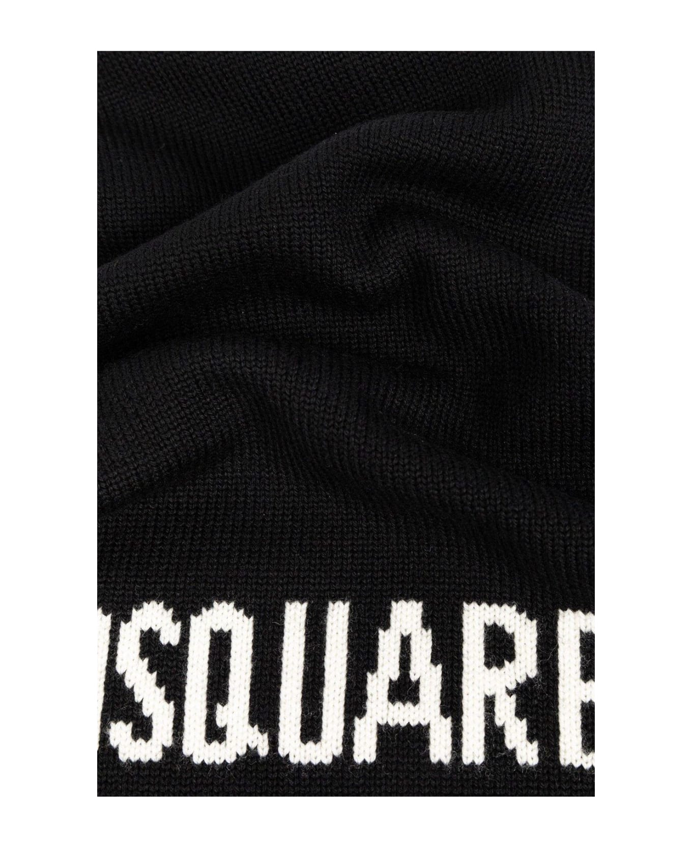 Dsquared2 Logo-intarsia Scarf - NERO