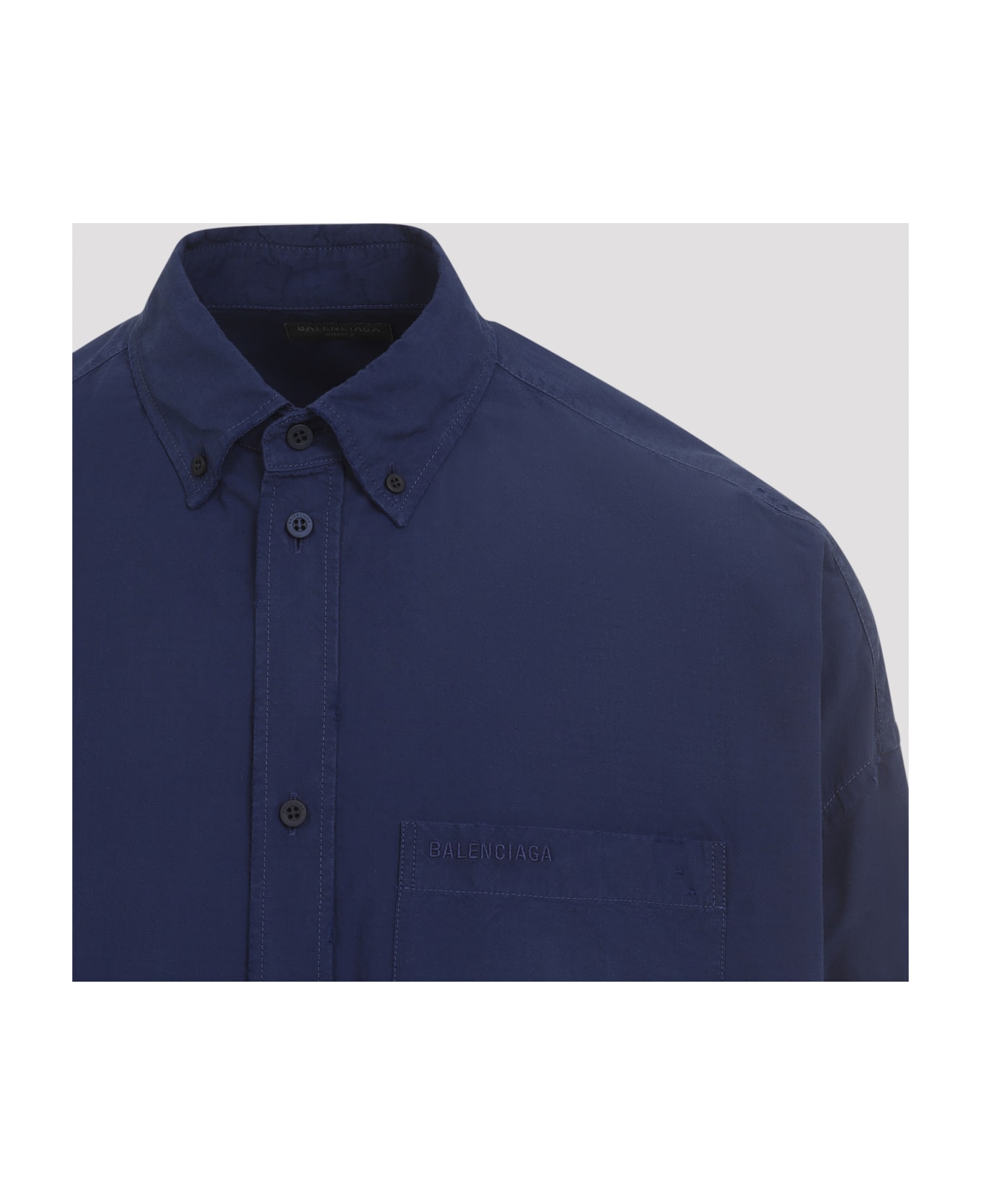 Balenciaga Ls Cocoon Shirt - Marine Blue