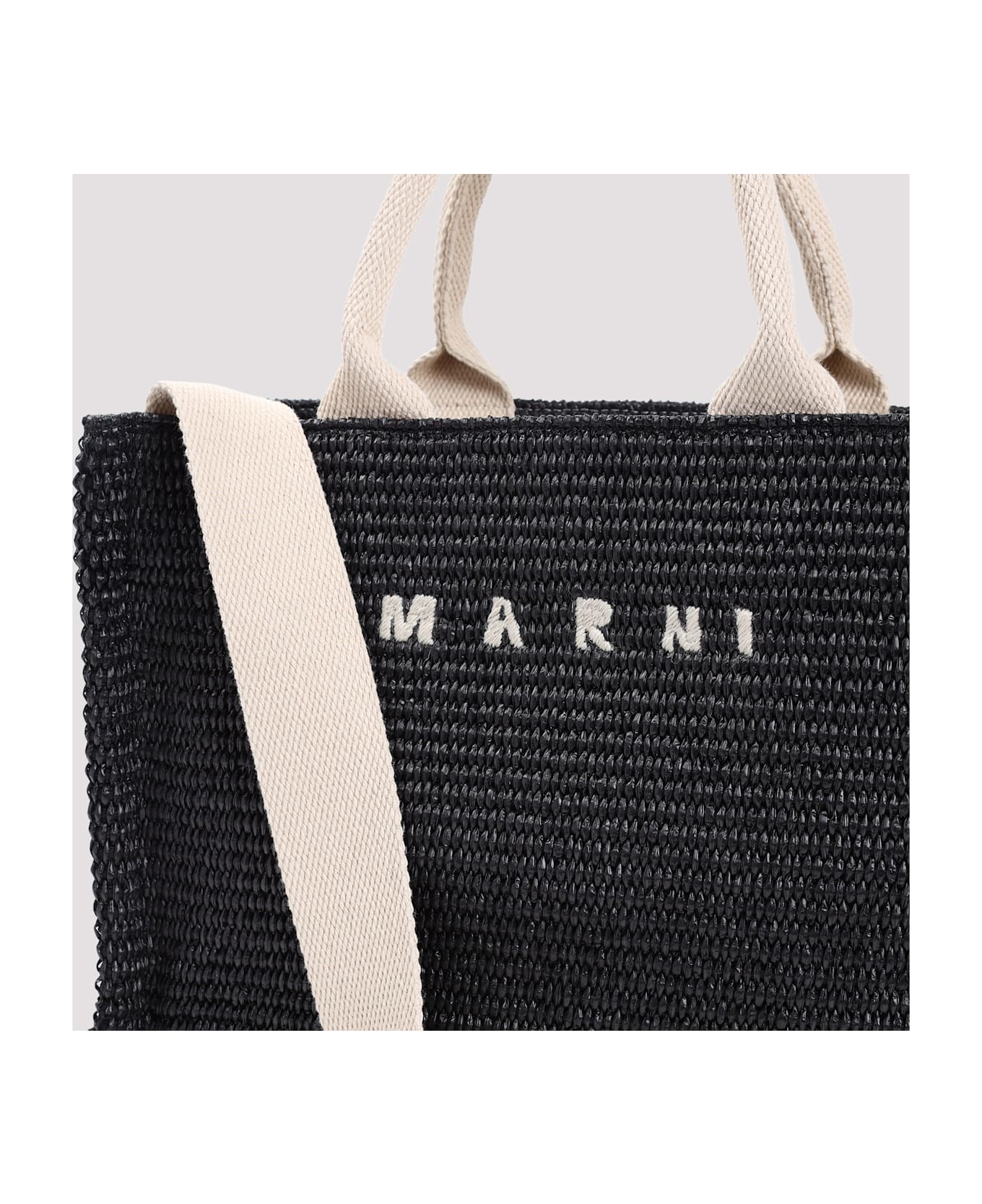 Marni Raffia East-west Tote Bag - Black Natural