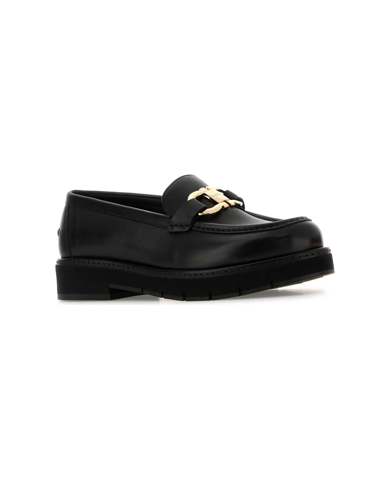 Ferragamo Black Leather Maryan Loafers - NERONERONERO