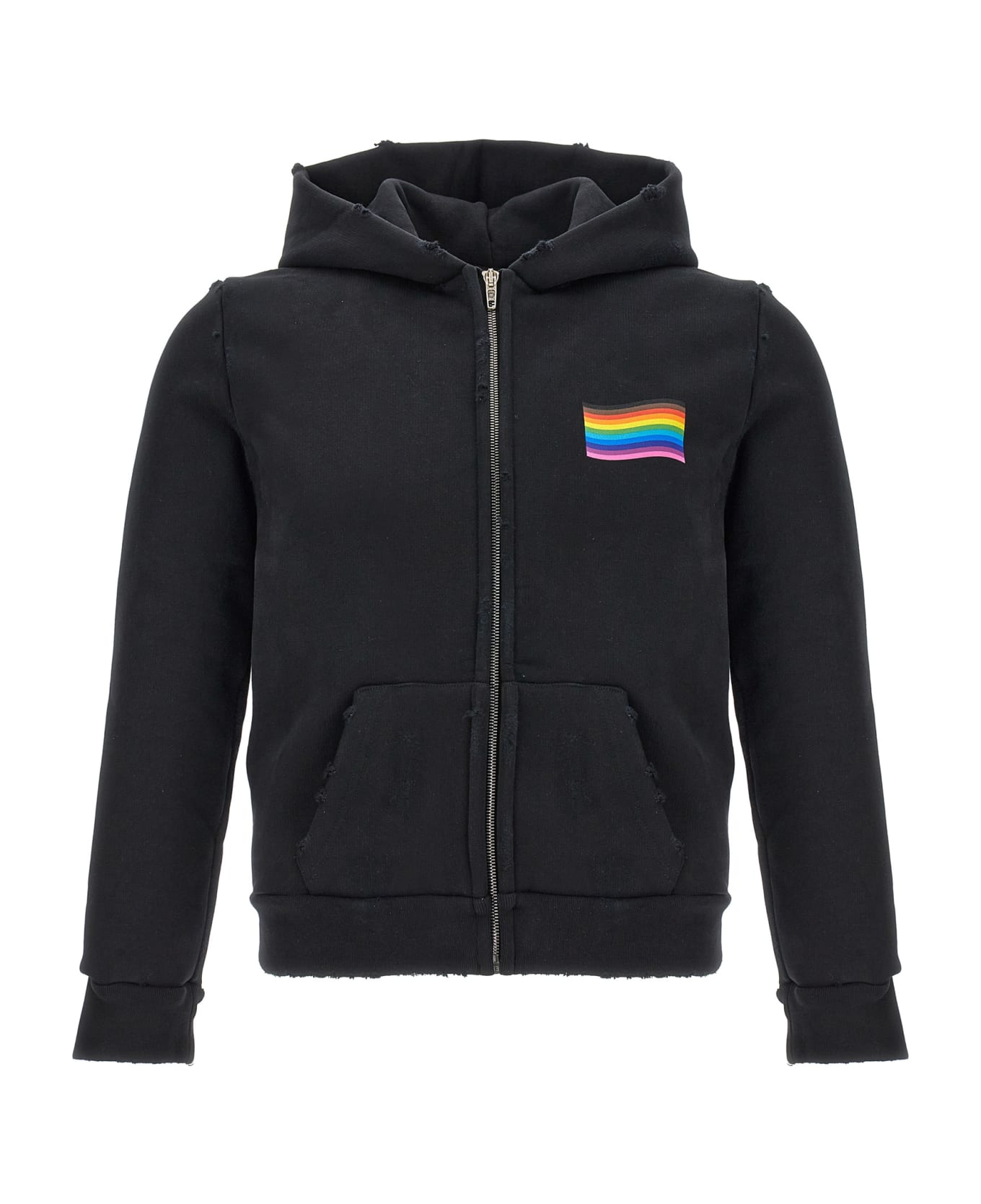 Balenciaga Rainbow Print Hoodie - Black